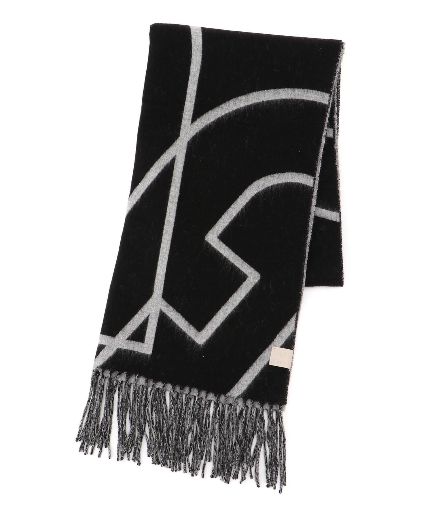【ムーンバット/MOONBAT】のFURLA/ウール100% ジャガード リバーシブルストール インテリア・キッズ・メンズ・レディースファッション・服の通販 founy(ファニー) 　ファッション　Fashion　レディースファッション　Fashion for Women　ストール　Stole, Wrap　フリンジ　Fringe, Tassel　リバーシブル　Reversible, Two-Sided　A/W・秋冬　Autumn/Winter　ブラック|ID: prp329100004825825 ipo3291000000035176136