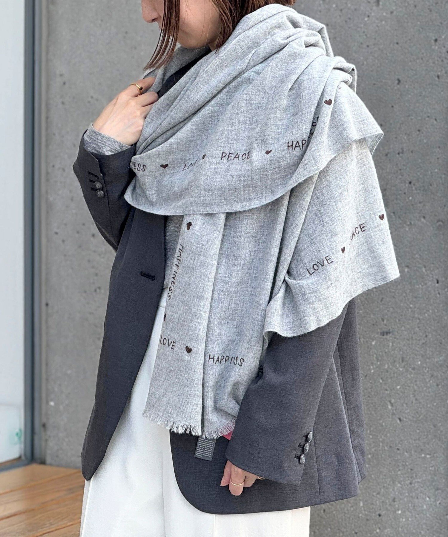 【ノーリーズ/NOLLEY'S】の【CITRUS/シトラス】 メッセージストール インテリア・キッズ・メンズ・レディースファッション・服の通販 founy(ファニー) 　ファッション　Fashion　レディースファッション　Fashion for Women　おすすめ　Recommended / Our Picks　インド　Indian Textile　ストール　Stole, Wrap　トレンド　Trend, Trending Now　人気　Popular, Best Seller　別注　Limited Edition, Custom Order　ライトグレー|ID: prp329100004825864 ipo3291000000035108990