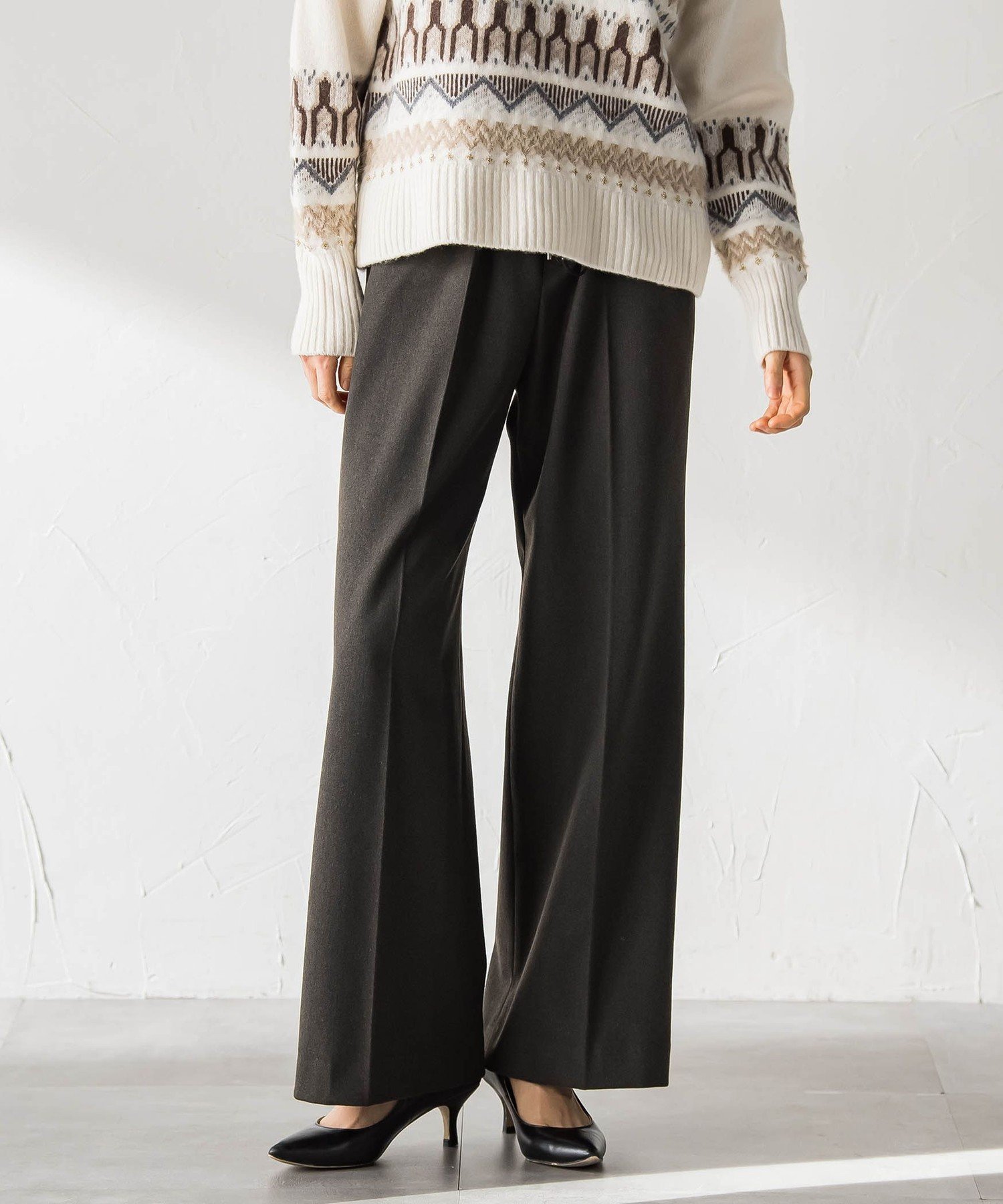 【ロートレ アモン/LAUTRE AMONT】の両面起毛ドロストワイドパンツ インテリア・キッズ・メンズ・レディースファッション・服の通販 founy(ファニー) 　ファッション　Fashion　レディースファッション　Fashion for Women　パンツ　Pants & Trousers　秋　Autumn　カットソー　Cut and Sewn Top　ジャケット　Jacket, Outerwear　ストレッチ　Stretch, Stretchy Fabric　ドローストリング　Drawstring, Pull Cord　定番　Standard, Basic Item　バランス　Balance, Style Balance　ポケット　Pocket, Pocket Detail　防寒　Cold Protection, Winter-Ready　リラックス　Relax, Relaxed Fit　ワイド　Wide, Wide Fit　冬　Winter / This Winter　A/W・秋冬　Autumn/Winter　おすすめ　Recommended / Our Picks　エレガント 上品　Elegant　ビジネス 仕事 通勤　Business / Work / Commuting　2025年　2025　2025-2026秋冬・A/W　Autumn/Winter 2025–26 AW25–26　ブラウン|ID: prp329100004825867 ipo3291000000035187444