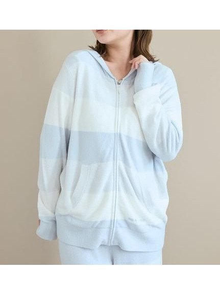 【ジェラート ピケ/gelato pique】のスムーズィーlite3ボーダーパーカ インテリア・キッズ・メンズ・レディースファッション・服の通販 founy(ファニー) 　ファッション　Fashion　レディースファッション　Fashion for Women　トップス・カットソー　Cut & Sew Tops　レディースパーカー・カジュアルフーディー　Casual Hoodies & Sweatshirts　おすすめ　Recommended / Our Picks　なめらか　Smooth, Silky Texture　ショート　Short, Short Length　スマート　Smart, Elegant　フロント　Front, Front Design　ボーダー　Border, Stripe　ポケット　Pocket, Pocket Detail　夏　Summer　秋　Autumn　軽量　Lightweight, Ultra Light　BLU[086]|ID: prp329100004825924 ipo3291000000035109586