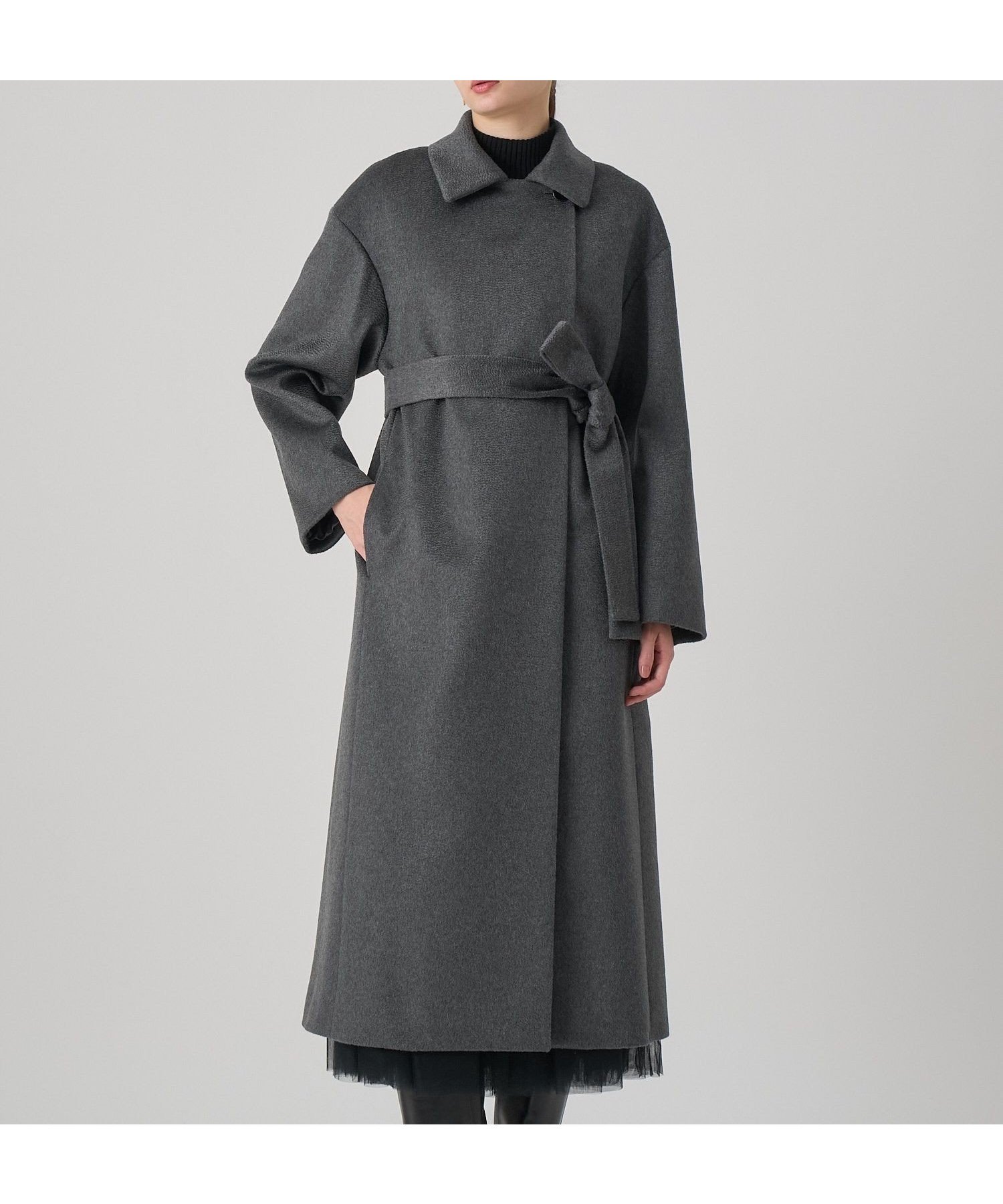 【アナイ/ANAYI】のカシミヤステンカラーコート インテリア・キッズ・メンズ・レディースファッション・服の通販 founy(ファニー) 　ファッション　Fashion　レディースファッション　Fashion for Women　アウター　Coat / Outerwear Collection　コート・ロングコート・ピーコート　Long Coats, Peacoats & More　ウェーブ　Wavy Pattern　サテン　Satin, Glossy Fabric　ショルダー　Shoulder, Shoulder Strap　スマート　Smart, Elegant　ドロップ　Drop Shoulder, Dropped Style　フォルム　Silhouette, Form　フロント　Front, Front Design　ラグジュアリー　Luxury, Elegant　A/W・秋冬　Autumn/Winter　再入荷　Restock / Back in Stock　エレガント 上品　Elegant　grey|ID: prp329100004825935 ipo3291000000035168339