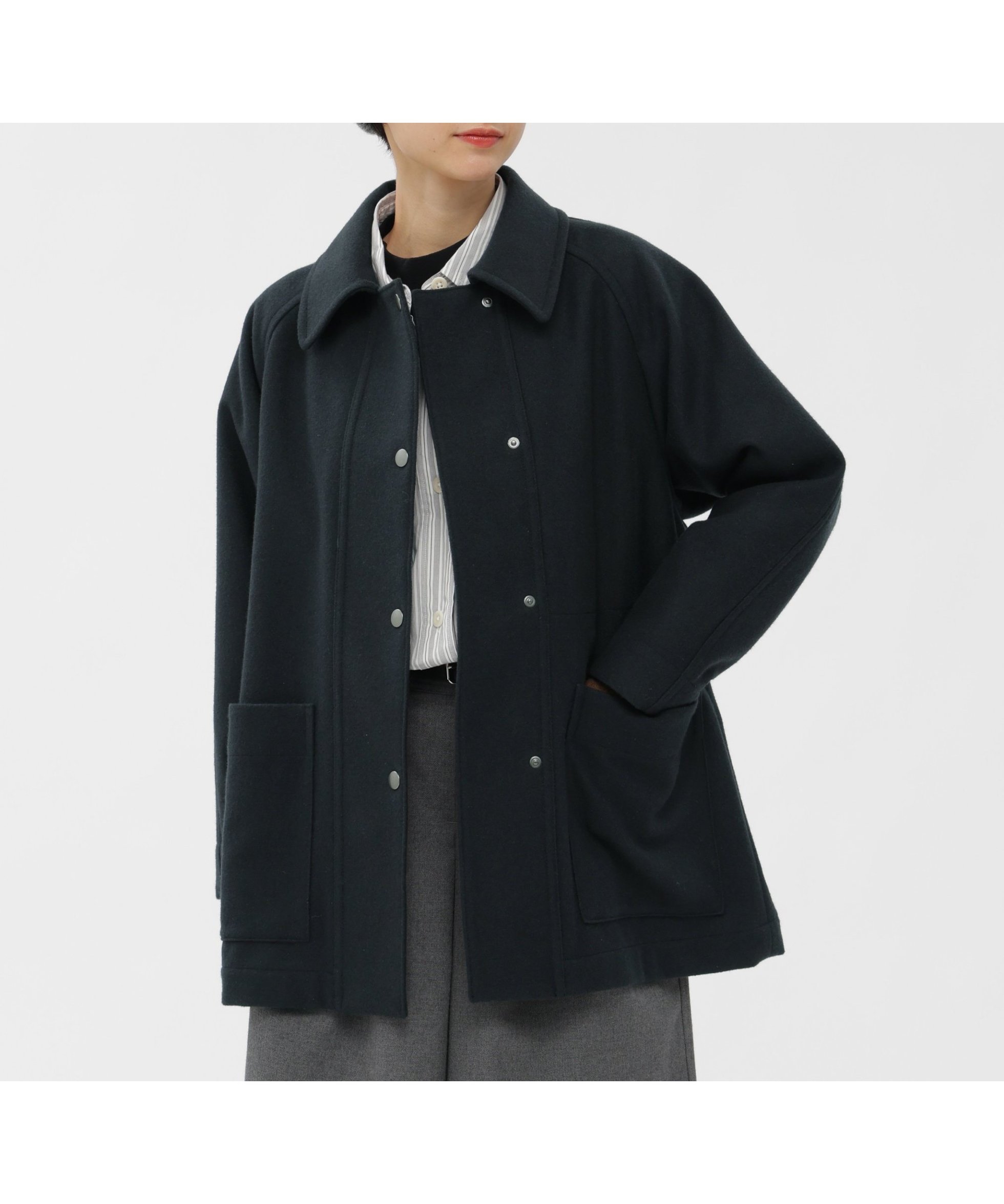 【マーガレットハウエル/MARGARET HOWELL】のBASIC WOOL MELTON COAT 人気、トレンドファッション・服の通販 founy(ファニー) 　ファッション　Fashion　レディースファッション　Fashion for Women　アウター　Coat / Outerwear Collection　コート・ロングコート・ピーコート　Long Coats, Peacoats & More　シンプル　Simple, Minimal　スリーブ　Sleeve, Long Sleeve / Short Sleeve　ドット　Polka Dot, Dot Pattern　ポケット　Pocket, Pocket Detail　メルトン　Melton, Heavy Wool　リラックス　Relax, Relaxed Fit　エレガント 上品　Elegant　 other-1|ID: prp329100004825948 ipo3291000000035168451