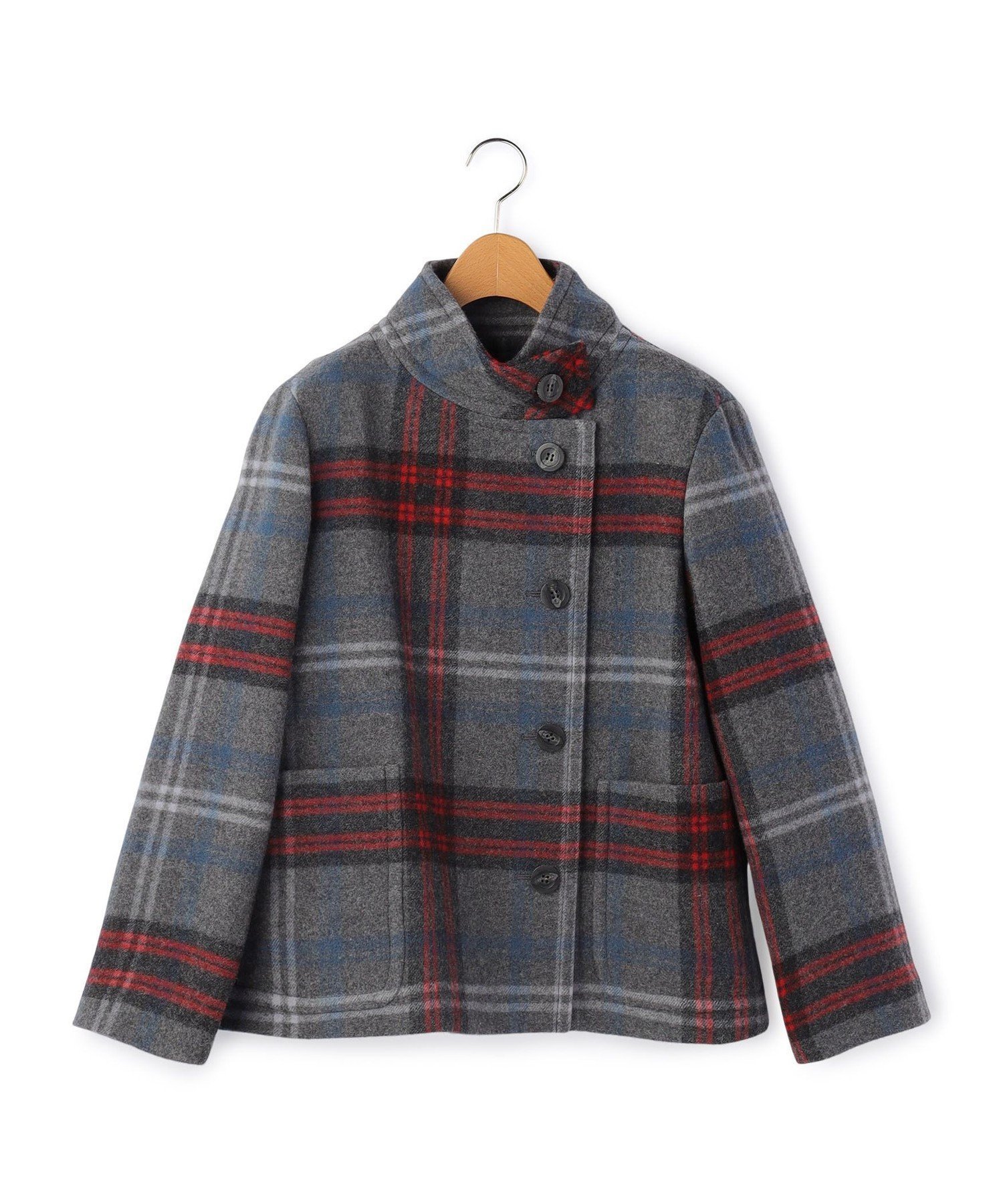 【キース/KEITH】のキースチェックコート インテリア・キッズ・メンズ・レディースファッション・服の通販 founy(ファニー) 　ファッション　Fashion　レディースファッション　Fashion for Women　アウター　Coat / Outerwear Collection　コート・ロングコート・ピーコート　Long Coats, Peacoats & More　アシンメトリー　Asymmetrical Style　スタイリッシュ　Stylish, Fashionable　スタンド　Stand Collar, Upright Stand　チェック　Check, Plaid, Tartan　バランス　Balance, Style Balance　フロント　Front, Front Design　ボトム　Bottoms, Lower Wear　ポケット　Pocket, Pocket Detail　A/W・秋冬　Autumn/Winter　グレー|ID: prp329100004825949 ipo3291000000035216652