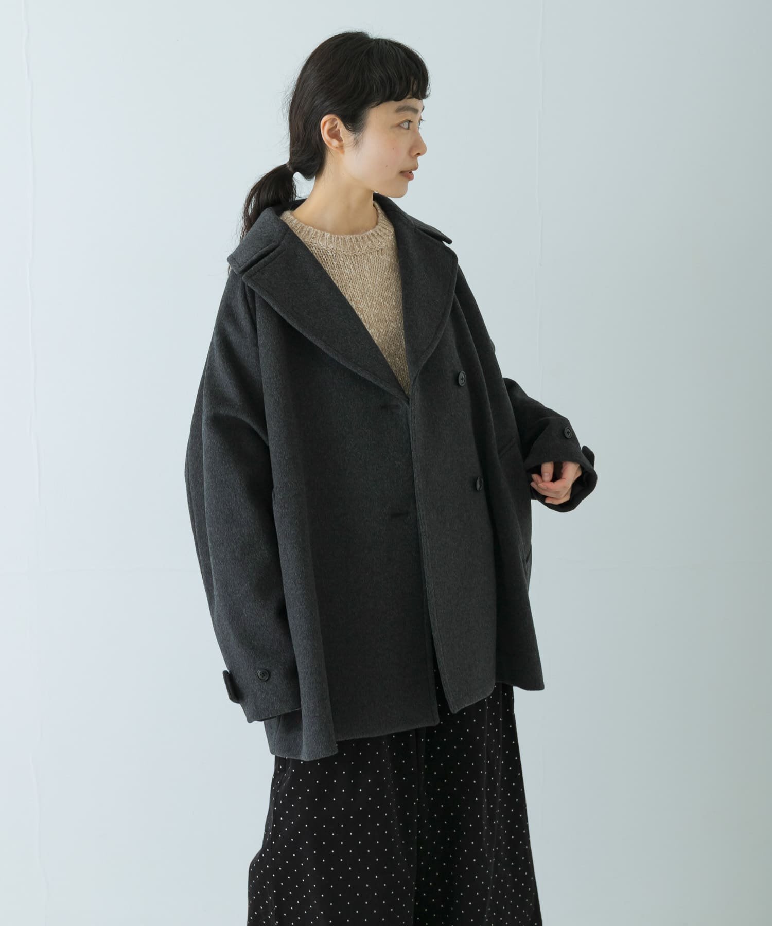 【かぐれ/kagure / URBAN RESEARCH】のウールPコート インテリア・キッズ・メンズ・レディースファッション・服の通販 founy(ファニー) 　ファッション　Fashion　レディースファッション　Fashion for Women　アウター　Coat / Outerwear Collection　コート・ロングコート・ピーコート　Long Coats, Peacoats & More　Pコート　Pea Coats　2025年　2025　2025-2026秋冬・A/W　Autumn/Winter 2025–26 AW25–26　冬　Winter / This Winter　キュプラ　Cupro, Eco Fabric　スリーブ　Sleeve, Long Sleeve / Short Sleeve　バランス　Balance, Style Balance　ビッグ　Big, Oversized　ベーシック　Basic, Essential　ポケット　Pocket, Pocket Detail　A/W・秋冬　Autumn/Winter　チャコールグレー|ID: prp329100004825959 ipo3291000000035110164