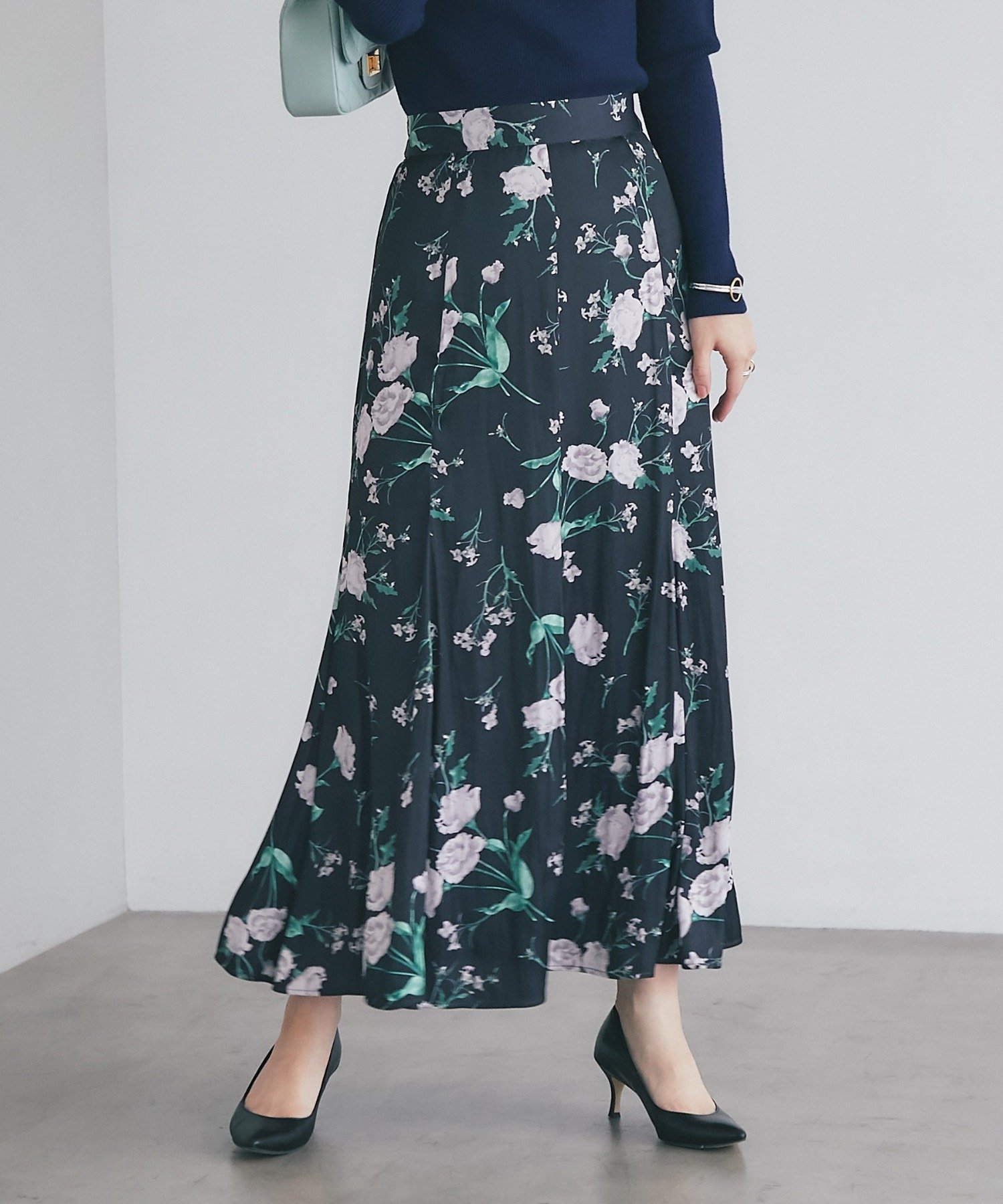 【ラブティックボンボン/La boutique BonBon】の【お上品着映え・3サイズ展開あり】ミストガーデンマーメイドスカート インテリア・キッズ・メンズ・レディースファッション・服の通販 founy(ファニー) 　ファッション　Fashion　レディースファッション　Fashion for Women　スカート　Skirts　おすすめ　Recommended / Our Picks　カーディガン　Cardigan, Knitwear　シンプル　Simple, Minimal　ジャケット　Jacket, Outerwear　フェミニン　Feminine, Girly　プリント　Print, Printed Pattern　マーメイド　Mermaid, Fishtail Silhouette　ロング　Long, Long-Length　エレガント 上品　Elegant　ネイビー|ID: prp329100004825962 ipo3291000000035110215