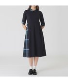 【ブルーレーベル クレストブリッジ/BLUE LABEL CRESTBRIDGE】のピマコットンプレーティング天竺パーシャルチェックドレス ネイビー|ID: prp329100004825988 ipo3291000000035170857