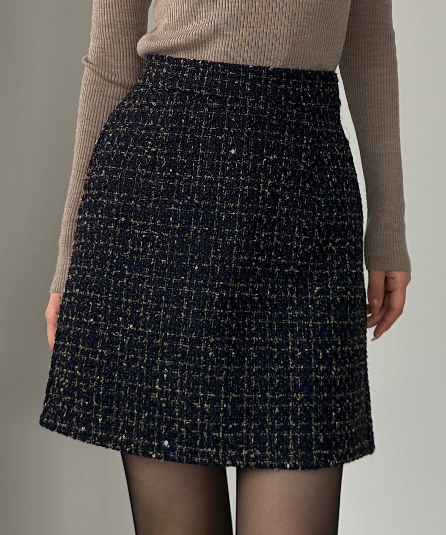【ジュノア/JUNOAH】のLouere ラメファンシーツイードミニスカート(インパン付き,ウール混) インテリア・キッズ・メンズ・レディースファッション・服の通販 founy(ファニー) 　ファッション　Fashion　レディースファッション　Fashion for Women　スカート　Skirts　ミニスカート　Mini Skirts　ネイビー|ID: prp329100004825993 ipo3291000000035133604