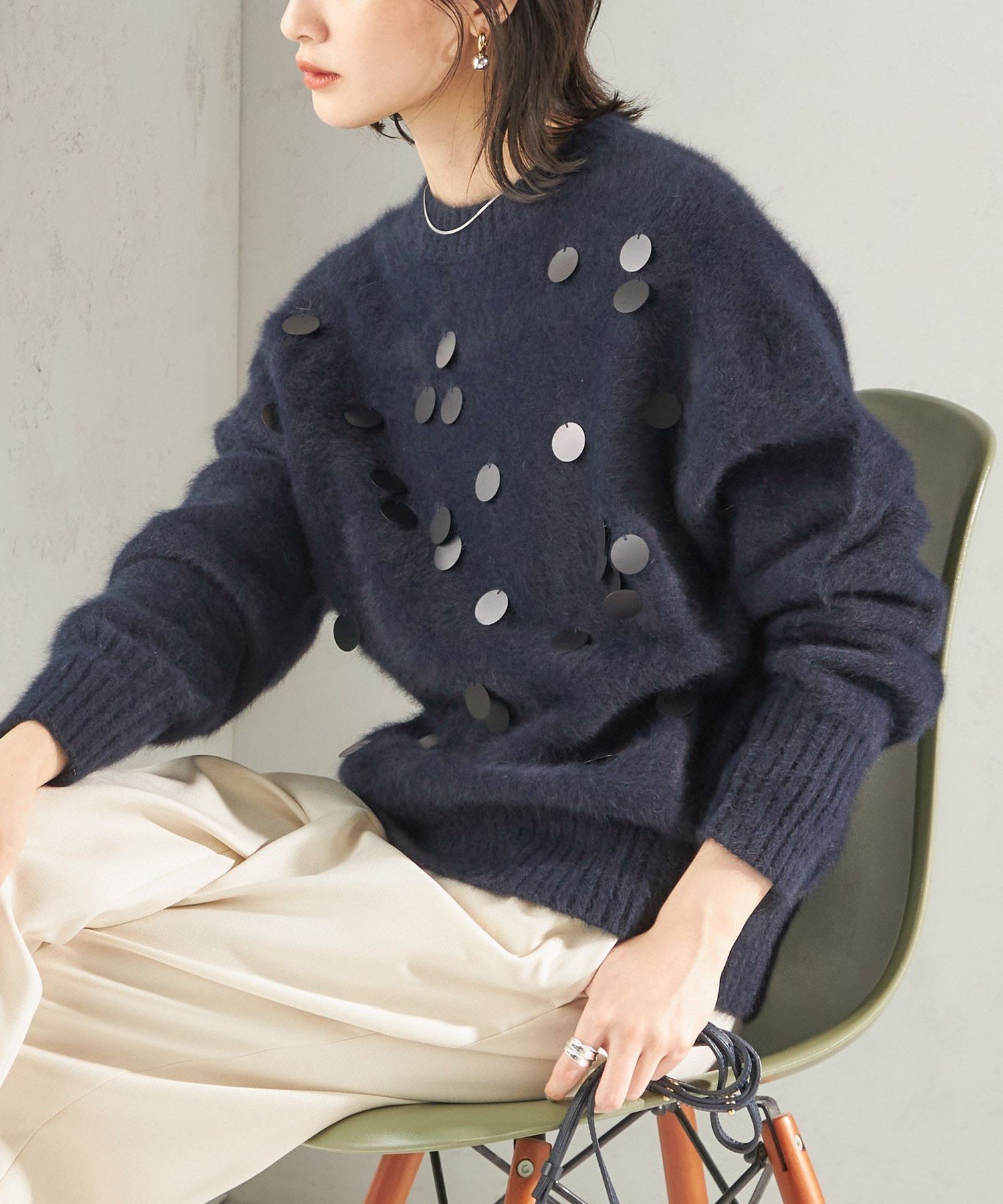 【シップス フォー ウィメン/SHIPS】の手洗い可能 フォックス スパンコール クルーネック ニット 人気、トレンドファッション・服の通販 founy(ファニー) 　ファッション　Fashion　レディースファッション　Fashion for Women　トップス・カットソー　Cut & Sew Tops　ニット　Knit Tops & Sweaters　スパンコール　Sequins, Sequin Embellishment　ダウン　Down, Puffer　デニム　Denim, Jeans Material　フォックス　Fox, Fox Fur　ポケット　Pocket, Pocket Detail　ランダム　Random, Irregular　リラックス　Relax, Relaxed Fit　おすすめ　Recommended / Our Picks　2025年　2025　2025-2026秋冬・A/W　Autumn/Winter 2025–26 AW25–26　 other-1|ID: prp329100004826050 ipo3291000000035162809