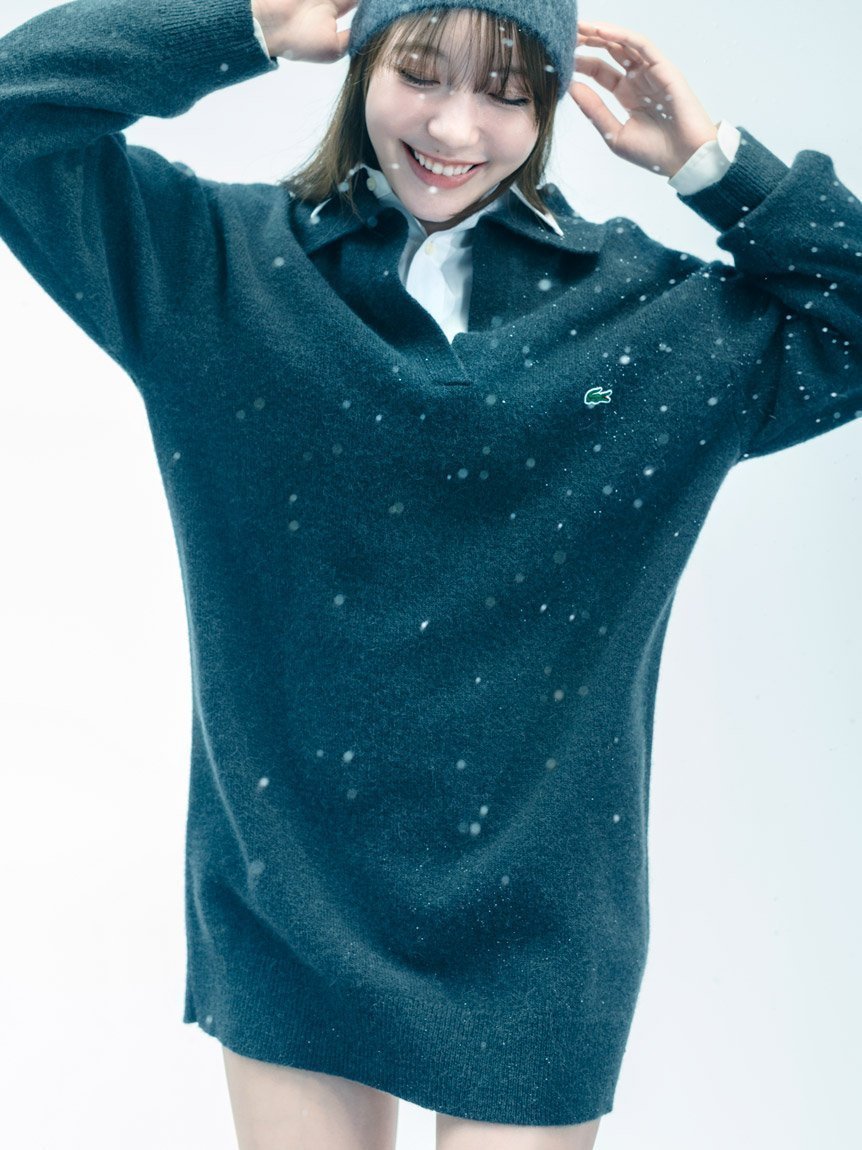 【スナイデル/SNIDEL】のLACOSTE/スキッパーニットワンピース インテリア・キッズ・メンズ・レディースファッション・服の通販 founy(ファニー) 　ファッション　Fashion　レディースファッション　Fashion for Women　ワンピース　Dresses　ニットワンピース　Knit Dresses　コレクション　Collection, Seasonal Line　シンプル　Simple, Minimal　スキッパー　Skipper, Open Collar　ストレート　Straight, Straight Cut　スマート　Smart, Elegant　デコルテ　Décolleté, Neckline　フォーマル　Formal, Dressy　フランス　France, French　リラックス　Relax, Relaxed Fit　おすすめ　Recommended / Our Picks　GRY[006]|ID: prp329100004826071 ipo3291000000035134548