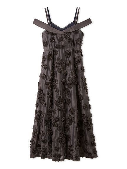 【リリーブラウン/Lily Brown】のフリンジフラワーレイヤードキャミワンピース インテリア・キッズ・メンズ・レディースファッション・服の通販 founy(ファニー) 　ファッション　Fashion　レディースファッション　Fashion for Women　ワンピース　Dresses　キャミソールワンピース　Camisole Dresses　インナー　Innerwear　キャミワンピース　Cami Dress, Slip Dress　サテン　Satin, Glossy Fabric　シアー　Sheer, See-Through　スマート　Smart, Elegant　フラワー　Flower, Floral　モチーフ　Motif, Design Theme　レース　Lace, Lace Fabric　エレガント 上品　Elegant　CGRY[007]|ID: prp329100004826074 ipo3291000000035134570