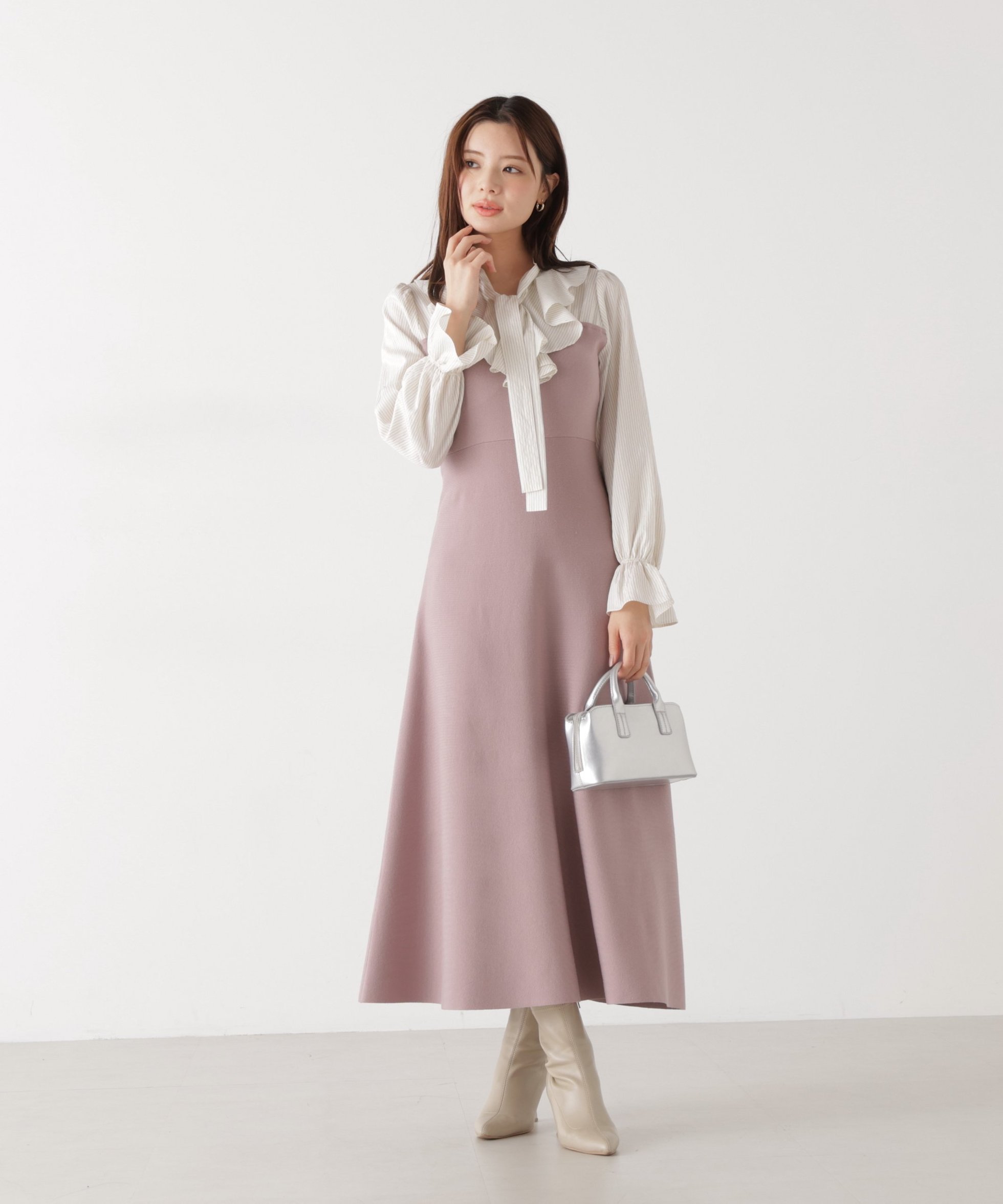 【プロポーション ボディドレッシング/PROPORTION BODY DRESSING】の《EDIT COLOGNE》ラッフルタイドッキングワンピース 人気、トレンドファッション・服の通販 founy(ファニー) 　ファッション　Fashion　レディースファッション　Fashion for Women　ワンピース　Dresses　おすすめ　Recommended / Our Picks　シアー　Sheer, See-Through　ストライプ　Stripe, Striped Pattern　スリーブ　Sleeve, Long Sleeve / Short Sleeve　フェミニン　Feminine, Girly　フロント　Front, Front Design　ラッフル　Ruffle, Frill　春　Spring　 other-1|ID: prp329100004826084 ipo3291000000035133853