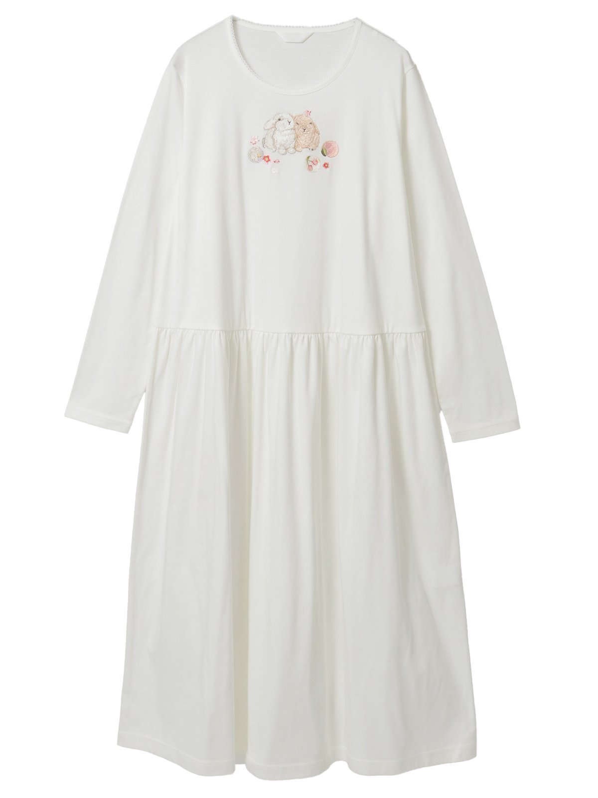 【ピンクハウス/PINK HOUSE】の幸見うさぎ刺繍スムースワンピース インテリア・キッズ・メンズ・レディースファッション・服の通販 founy(ファニー) 　ファッション　Fashion　レディースファッション　Fashion for Women　ワンピース　Dresses　フロント　Front, Front Design　モチーフ　Motif, Design Theme　ワンポイント　One Point, Statement Accent　春　Spring　シロ|ID: prp329100004826086 ipo3291000000035133886