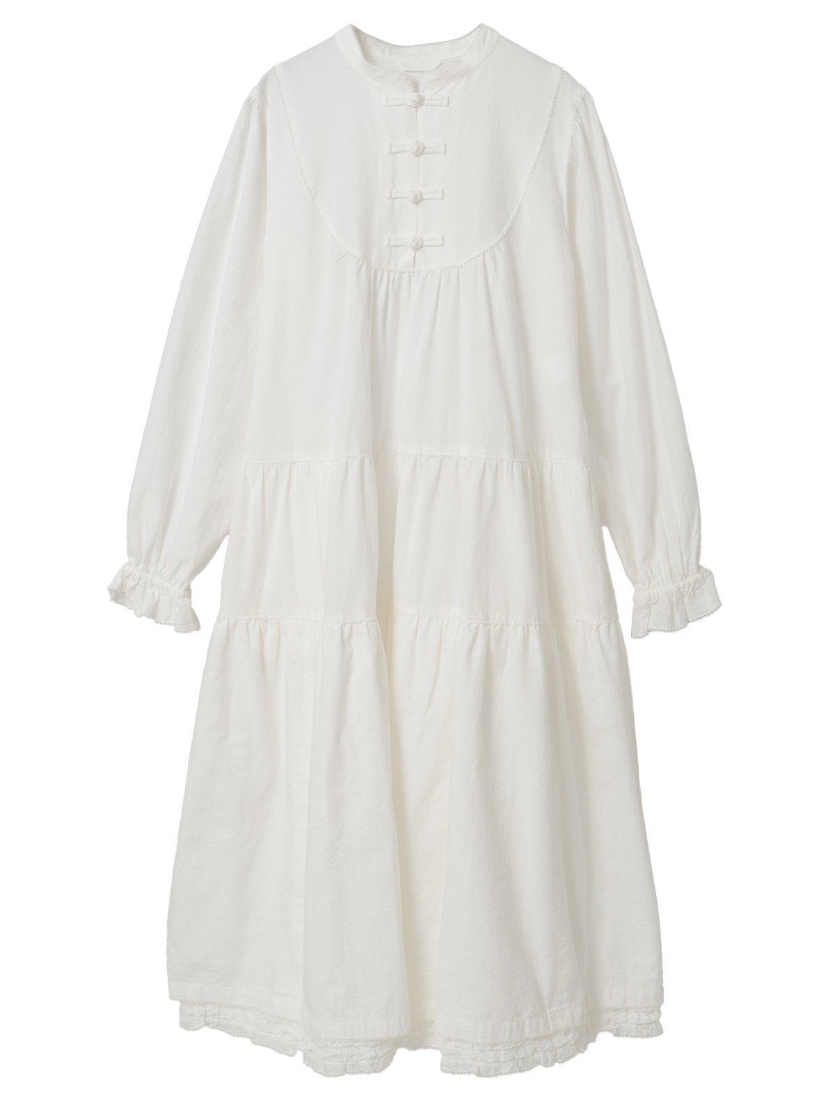 【ピンクハウス/PINK HOUSE】のローンフリル使いダンガリーワンピース インテリア・キッズ・メンズ・レディースファッション・服の通販 founy(ファニー) 　ファッション　Fashion　レディースファッション　Fashion for Women　ワンピース　Dresses　スタンド　Stand Collar, Upright Stand　ダンガリー　Dungaree, Chambray　ネップ　Nepp, Slub Yarn　フリル　Frill, Ruffle　フロント　Front, Front Design　ヨーク　Yoke, Yoke Design　エレガント 上品　Elegant　春　Spring　シロ|ID: prp329100004826087 ipo3291000000035112423