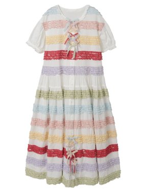 【ピンクハウス/PINK HOUSE】のカラフルフリル使いワンピース 人気、トレンドファッション・服の通販 founy(ファニー) ファッション Fashion レディースファッション Fashion for Women ワンピース Dresses カラフル Colorful Design フリル Frill, Ruffle ペチコート Petticoat, Underskirt モチーフ Motif, Design Theme リボン Ribbon, Bow 結婚式 Wedding |ID:prp329100004826089
