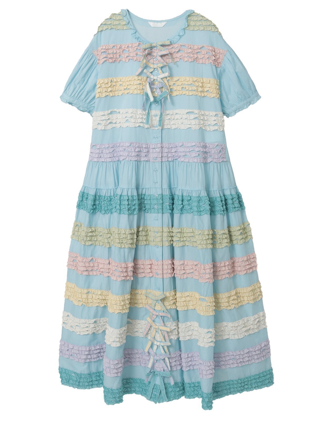 【ピンクハウス/PINK HOUSE】のカラフルフリル使いワンピース インテリア・キッズ・メンズ・レディースファッション・服の通販 founy(ファニー) 　ファッション　Fashion　レディースファッション　Fashion for Women　ワンピース　Dresses　カラフル　Colorful Design　フリル　Frill, Ruffle　ペチコート　Petticoat, Underskirt　モチーフ　Motif, Design Theme　リボン　Ribbon, Bow　結婚式　Wedding　ソライロ|ID: prp329100004826089 ipo3291000000035112453