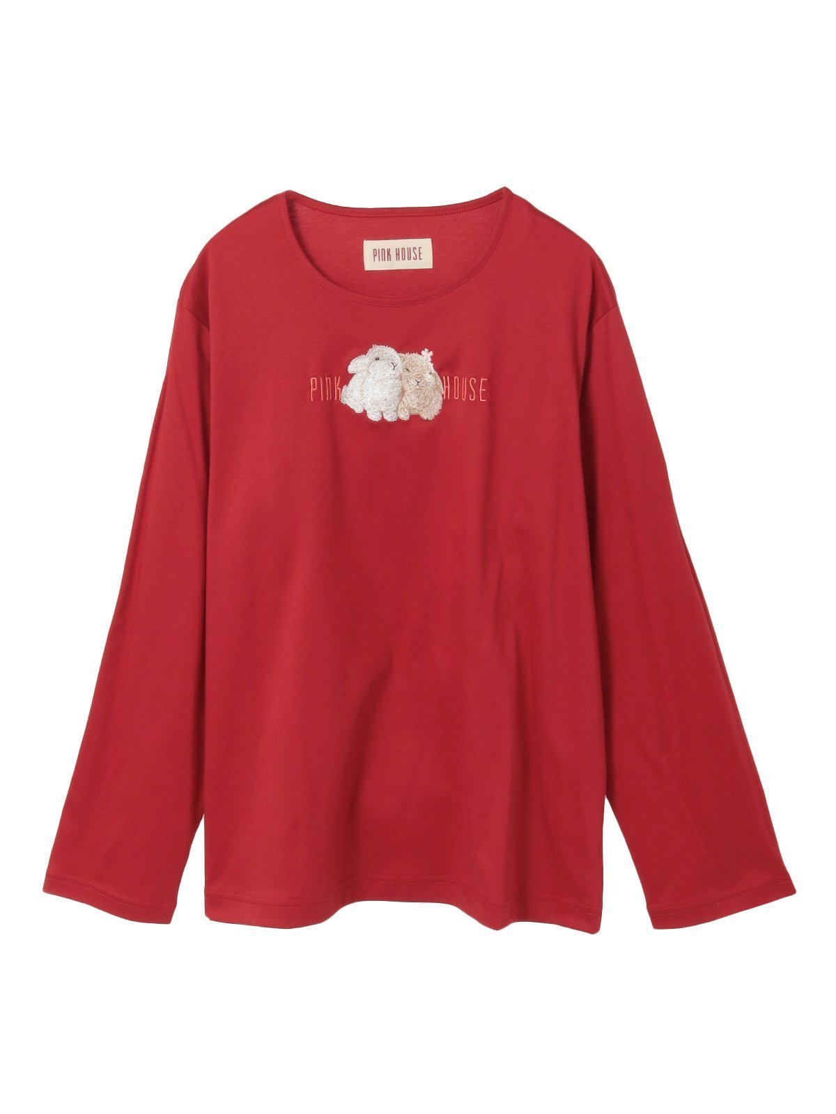 【ピンクハウス/PINK HOUSE】の幸見うさぎ刺繍スムースカットソー インテリア・キッズ・メンズ・レディースファッション・服の通販 founy(ファニー) 　ファッション　Fashion　レディースファッション　Fashion for Women　トップス・カットソー　Cut & Sew Tops　カットソー・ベーシックTシャツ　Cut-and-Sewn Tops / Stretch Tees & Basics　カットソー　Cut and Sewn Top　フロント　Front, Front Design　モチーフ　Motif, Design Theme　ワンポイント　One Point, Statement Accent　春　Spring　アカ|ID: prp329100004826090 ipo3291000000035133938