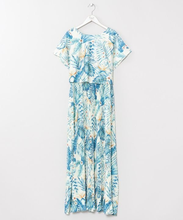 【アミナコレクション/Amina Collection】の【カヒコ】プラマセットトップス ノースリーブワンピース インテリア・キッズ・メンズ・レディースファッション・服の通販 founy(ファニー) ファッション Fashion レディースファッション Fashion for Women ワンピース Dresses カットソー Cut and Sewn Top ノースリーブ Sleeveless, No-Sleeve プリーツ Pleats, Pleated ボタニカル Botanical, Floral Pattern ホワイト×ブルー|ID: prp329100004826098 ipo3291000000035112550