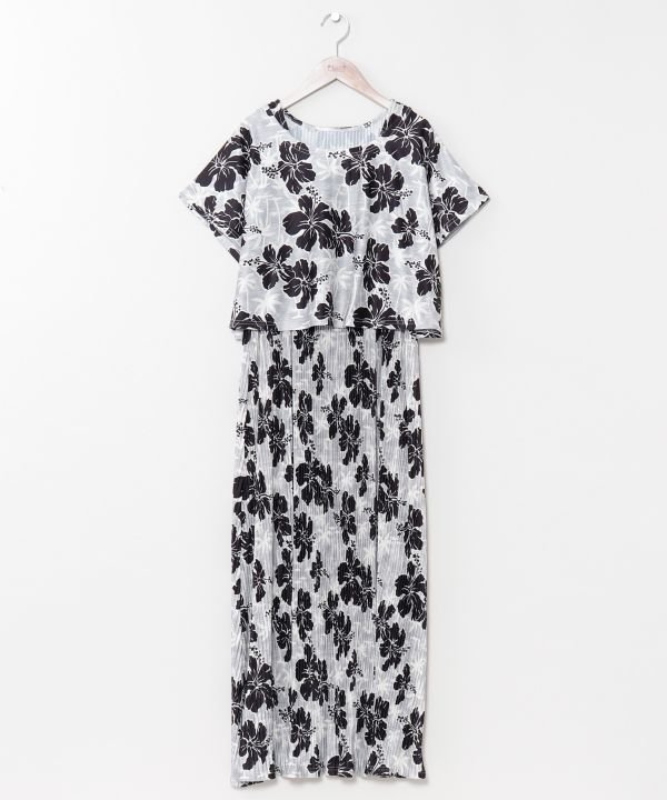 【アミナコレクション/Amina Collection】の【カヒコ】プラマセットトップス ノースリーブワンピース インテリア・キッズ・メンズ・レディースファッション・服の通販 founy(ファニー) ファッション Fashion レディースファッション Fashion for Women ワンピース Dresses カットソー Cut and Sewn Top ノースリーブ Sleeveless, No-Sleeve プリーツ Pleats, Pleated ボタニカル Botanical, Floral Pattern ブラックミックス|ID: prp329100004826098 ipo3291000000035112551