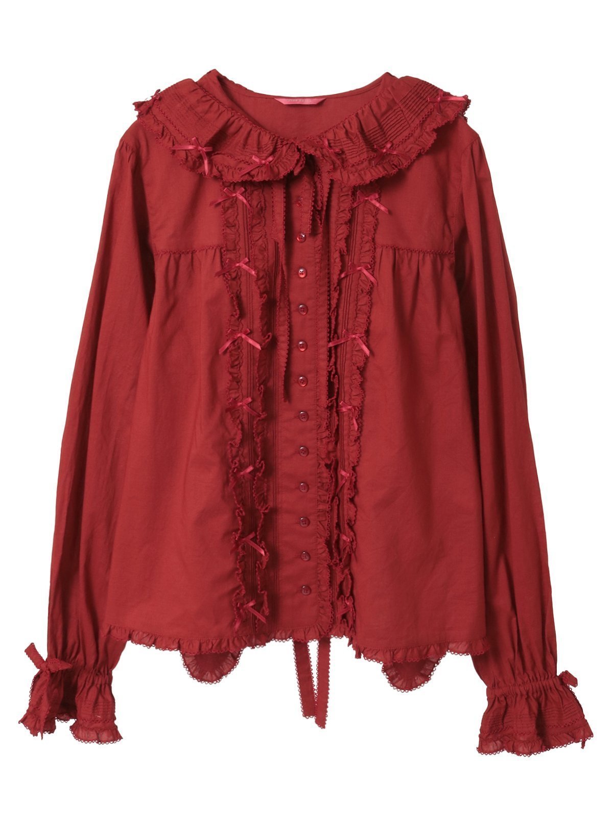 【ピンクハウス/PINK HOUSE】のうさぎの耳フード付きローンブラウス インテリア・キッズ・メンズ・レディースファッション・服の通販 founy(ファニー) 　ファッション　Fashion　レディースファッション　Fashion for Women　トップス・カットソー　Cut & Sew Tops　シャツ・ブラウス・オフィスカジュアル　Elegant Blouses & Button-Ups　フリル　Frill, Ruffle　フロント　Front, Front Design　リボン　Ribbon, Bow　アカ|ID: prp329100004826105 ipo3291000000035112634