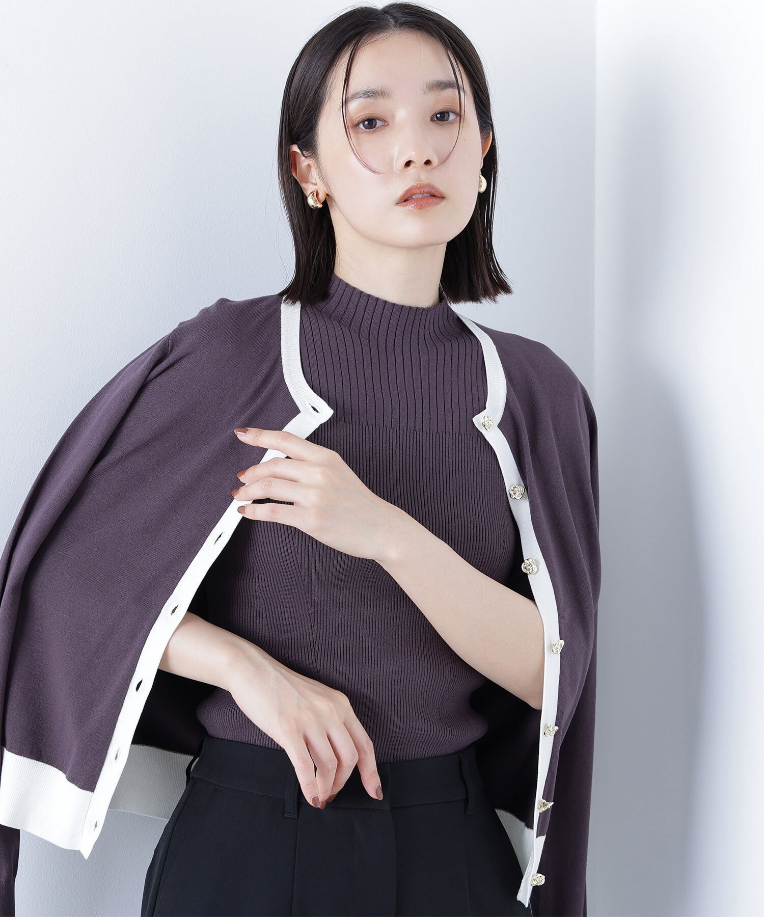 【ナチュラル ビューティー ベーシック/NATURAL BEAUTY BASIC】のバイカラーアンサンブル 人気、トレンドファッション・服の通販 founy(ファニー) 　ファッション　Fashion　レディースファッション　Fashion for Women　トップス・カットソー　Cut & Sew Tops　アンサンブルニット　Knit Ensembles & Twin Sets　アンサンブル　Ensemble Set　インナー　Innerwear　カーディガン　Cardigan, Knitwear　シンプル　Simple, Minimal　ベーシック　Basic, Essential　モチーフ　Motif, Design Theme　リブニット　Rib Knit, Ribbed Knit　エレガント 上品　Elegant　半袖　Short Sleeve, Half Sleeve　 other-1|ID: prp329100004826161 ipo3291000000035113594
