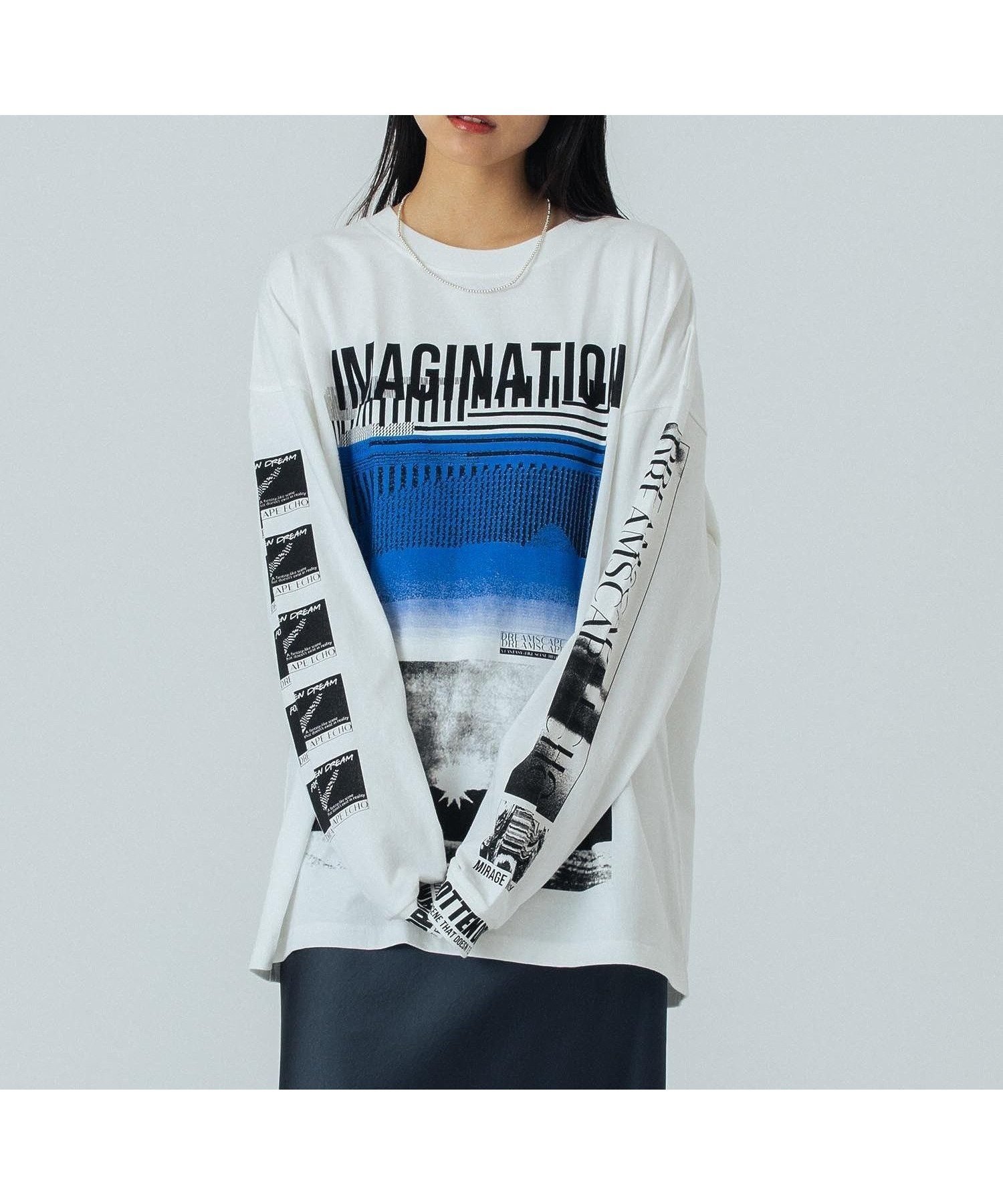 【ローズバッド/ROSE BUD】のGRAPHIC LONG SLEEVE TEE 人気、トレンドファッション・服の通販 founy(ファニー) 　ファッション　Fashion　レディースファッション　Fashion for Women　トップス・カットソー　Cut & Sew Tops　グラフィック　Graphic, Graphic Design　スリーブ　Sleeve, Long Sleeve / Short Sleeve　デニム　Denim, Jeans Material　人気　Popular, Best Seller　バランス　Balance, Style Balance　ビッグ　Big, Oversized　プリント　Print, Printed Pattern　モノトーン　Monotone, Black and White　ロング　Long, Long-Length　ワイド　Wide, Wide Fit　再入荷　Restock / Back in Stock　おすすめ　Recommended / Our Picks　 other-1|ID: prp329100004826181 ipo3291000000035206450