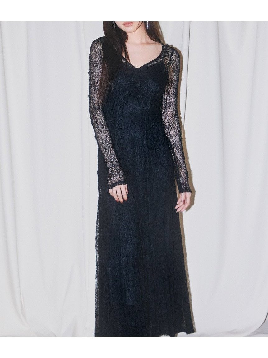 【スナイデル/SNIDEL】のフロントギャザーレースドレス インテリア・キッズ・メンズ・レディースファッション・服の通販 founy(ファニー) 　ファッション　Fashion　レディースファッション　Fashion for Women　ワンピース　Dresses　フォーマル・パーティードレス・結婚式用ドレス　Elegant & Casual Dresses　インナー　Innerwear　ウェーブ　Wavy Pattern　エレガント 上品　Elegant　オケージョン　Occasion Wear　クラッチ　Clutch, Clutch Bag　今季　This Season, Current Season　ジャケット　Jacket, Outerwear　ジュエリー　Jewelry, Accessories　ストレッチ　Stretch, Stretchy Fabric　スマート　Smart, Elegant　デコルテ　Décolleté, Neckline　ドレス　Dress, One-Piece　パターン　Pattern, Design Print　フィット　Fit, Slim Fit　フレア　Flare, Flared　リュクス　Luxury, Elegant, High-End, Chic　リラックス　Relax, Relaxed Fit　レース　Lace, Lace Fabric　ロング　Long, Long-Length　おすすめ　Recommended / Our Picks　BLK[009]|ID: prp329100004826190 ipo3291000000035160516