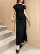 【リリーブラウン/Lily Brown】のベルト付きドレープニットワンピース BLK[009]|ID: prp329100004826226 ipo3291000000035134438