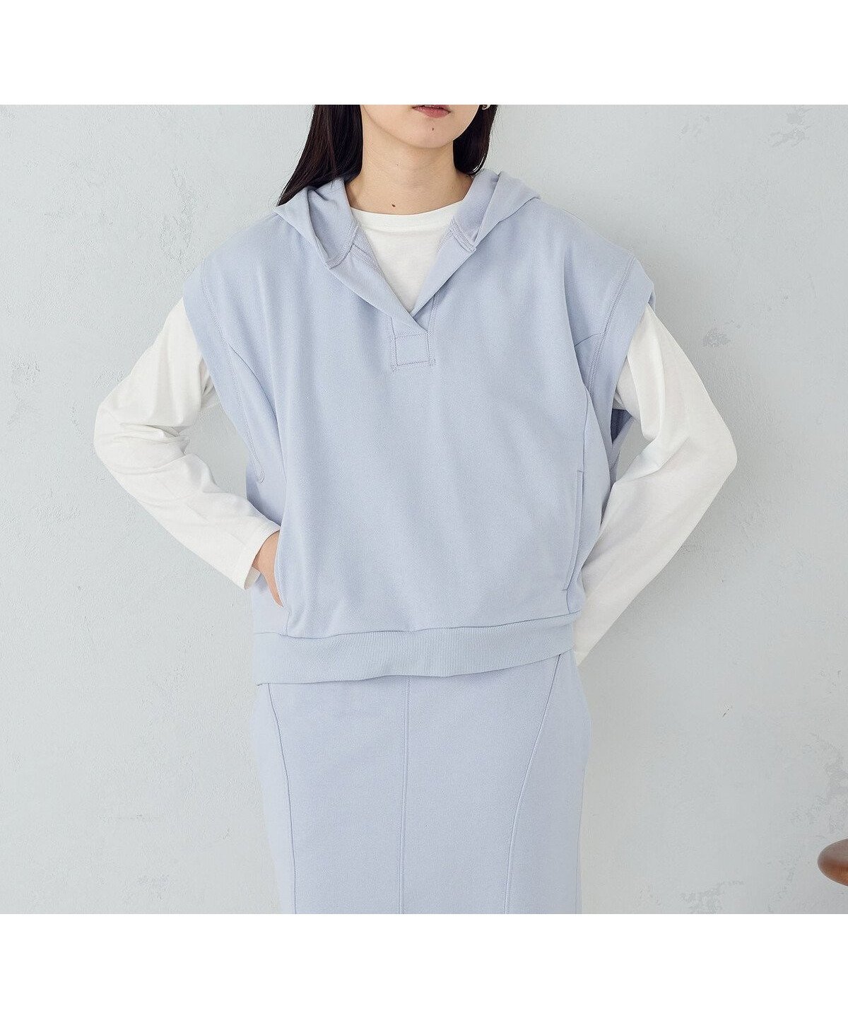 【コムサイズム/COMME CA ISM】の【セットアイテム】 裏毛フーディベスト+ロンT / セットアップ対応 インテリア・キッズ・メンズ・レディースファッション・服の通販 founy(ファニー) ファッション Fashion レディースファッション Fashion for Women アウター Coat / Outerwear Collection トップス・カットソー Cut & Sew Tops ロングTシャツ・Tシャツ Longline T-Shirts & Tees ベスト&ジレ / 重ね着スタイル Vests & Gilets インナー Innerwear スキッパー Skipper, Open Collar セットアップ Set-Up, Coordinated Outfit 長袖 Long Sleeve, Full Sleeve ベスト Vest, Waistcoat ポケット Pocket, Pocket Detail ループ Loop, Loop Knit ワンポイント One Point, Statement Accent おすすめ Recommended / Our Picks サックス|ID: prp329100004826310 ipo3291000000035115686