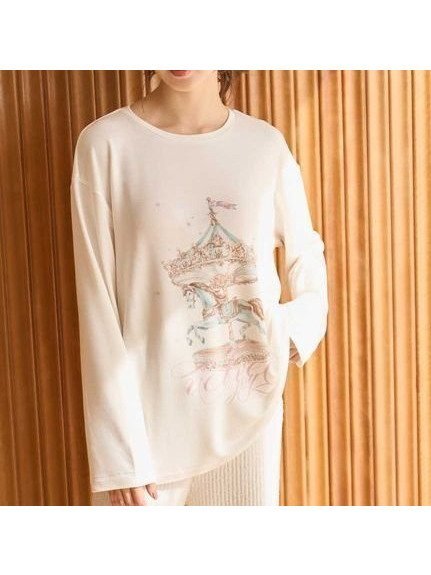 【スナイデル ホーム/SNIDEL HOME】のカルーセルインレーカットソー インテリア・キッズ・メンズ・レディースファッション・服の通販 founy(ファニー) 　ファッション　Fashion　レディースファッション　Fashion for Women　トップス・カットソー　Cut & Sew Tops　カットソー・ベーシックTシャツ　Cut-and-Sewn Tops / Stretch Tees & Basics　おすすめ　Recommended / Our Picks　なめらか　Smooth, Silky Texture　インナー　Innerwear　カットソー　Cut and Sewn Top　カーディガン　Cardigan, Knitwear　スマート　Smart, Elegant　バルーン　Balloon, Balloon Silhouette　モチーフ　Motif, Design Theme　ロング　Long, Long-Length　人気　Popular, Best Seller　IVR[003]|ID: prp329100004826311 ipo3291000000035115700