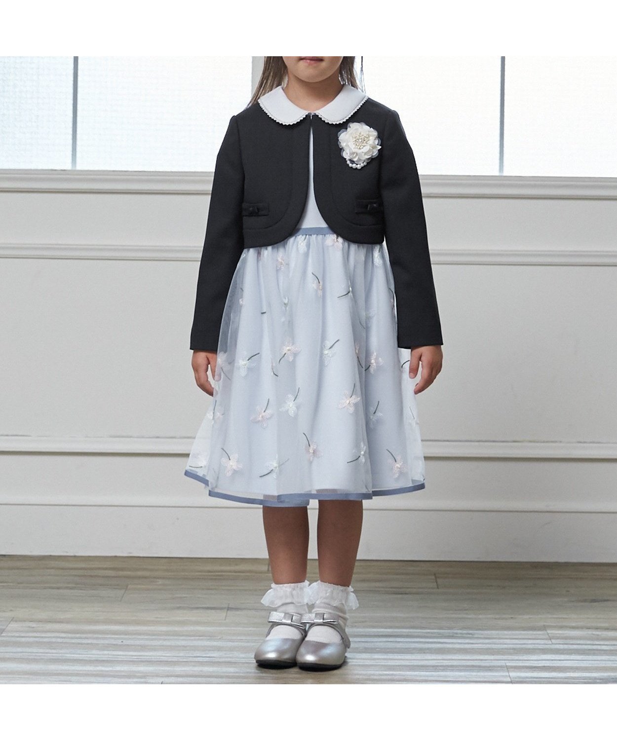 【ナルミヤ オンライン/NARUMIYA ONELINE / KIDS】の【フォーマル】フラワー刺しゅうOP+衿つきJKセット インテリア・キッズ・メンズ・レディースファッション・服の通販 founy(ファニー) 　ファッション　Fashion　キッズファッション　Fashion for Kids　おすすめ　Recommended / Our Picks　シアー　Sheer, See-Through　ジャケット　Jacket, Outerwear　フォーマル　Formal, Dressy　フラワー　Flower, Floral　ポケット　Pocket, Pocket Detail　エレガント 上品　Elegant　サックス|ID: prp329100004826529 ipo3291000000035117859