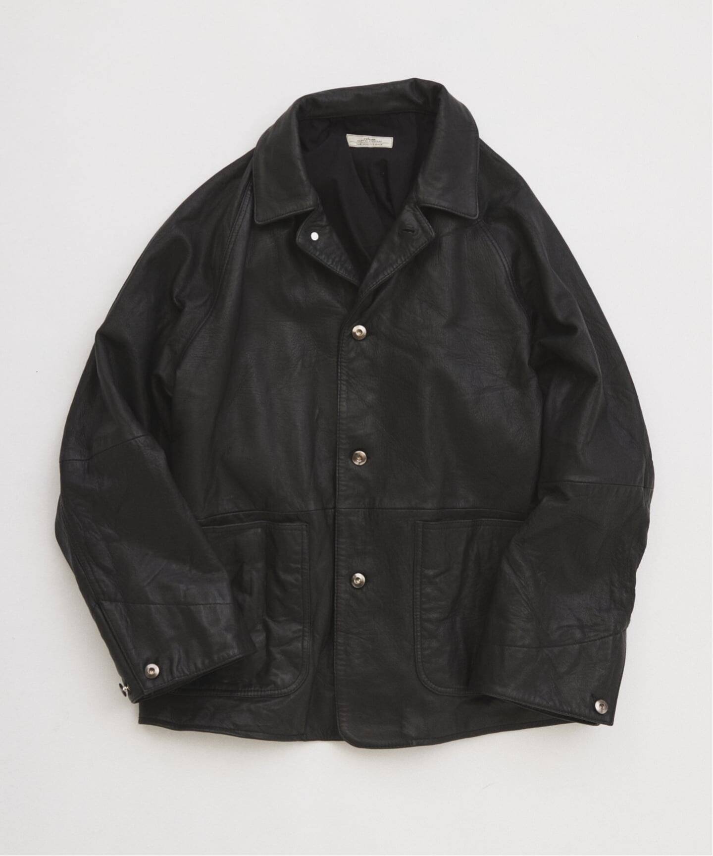 【ジャーナルスタンダード レリューム/JOURNAL STANDARD relume / MEN】のゴートレザー カバーオール インテリア・キッズ・メンズ・レディースファッション・服の通販 founy(ファニー) 　ファッション　Fashion　メンズファッション　Fashion for Men　アンダー　Underwear Essentials　ヴィンテージ　Vintage Style　ジャケット　Jacket, Outerwear　スリーブ　Sleeve, Long Sleeve / Short Sleeve　バランス　Balance, Style Balance　パッチ　Patch, Appliqué　パーカー　Hoodie, Parka　フィット　Fit, Slim Fit　フロント　Front, Front Design　ポケット　Pocket, Pocket Detail　リアル　Real, Realistic　ワイド　Wide, Wide Fit　ワーク　Workwear, Utility Style　エレガント 上品　Elegant　ブラック|ID: prp329100004826606 ipo3291000000035118551