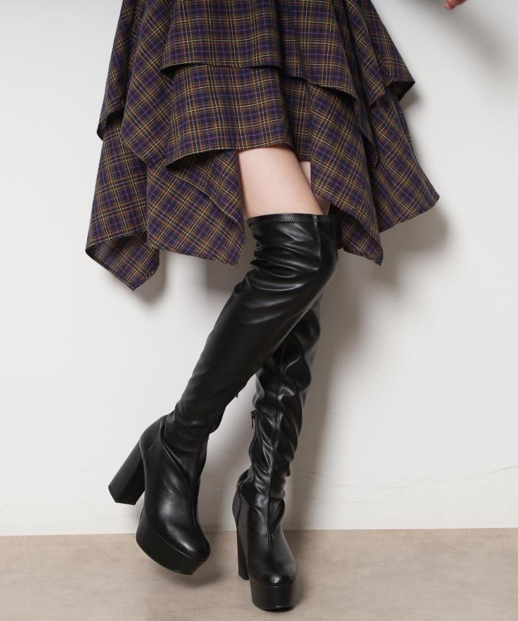 【エスペランサ/ESPERANZA】の【ラク盛り/ニーハイブーツ】リピーター続出/脚長美脚 厚底ニーハイブーツ インテリア・キッズ・メンズ・レディースファッション・服の通販 founy(ファニー) 　ファッション　Fashion　レディースファッション　Fashion for Women　厚底　Platform Shoes　フィット　Fit, Slim Fit　ロング　Long, Long-Length　おすすめ　Recommended / Our Picks　ブラックスムース|ID: prp329100004826623 ipo3291000000035118786