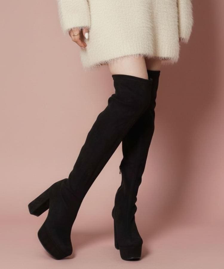 【エスペランサ/ESPERANZA】の【ラク盛り/ニーハイブーツ】リピーター続出/脚長美脚 厚底ニーハイブーツ インテリア・キッズ・メンズ・レディースファッション・服の通販 founy(ファニー) 　ファッション　Fashion　レディースファッション　Fashion for Women　厚底　Platform Shoes　フィット　Fit, Slim Fit　ロング　Long, Long-Length　おすすめ　Recommended / Our Picks　ブラックスエード|ID: prp329100004826623 ipo3291000000035118787