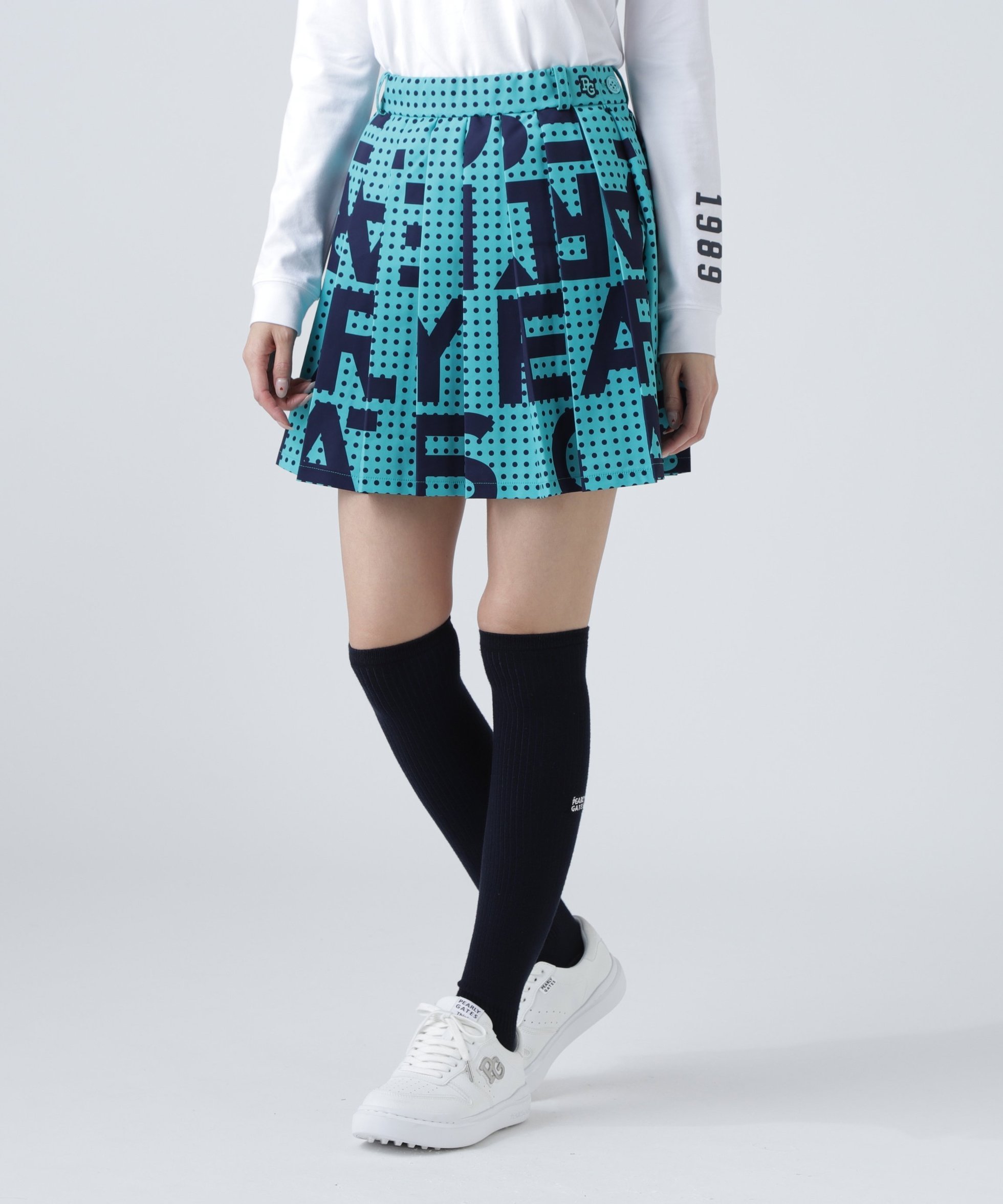 【パーリーゲイツ/PEARLY GATES】のドットBIGロゴプリント Peストレッチダブルフェイススカート インテリア・キッズ・メンズ・レディースファッション・服の通販 founy(ファニー) 　ファッション　Fashion　レディースファッション　Fashion for Women　スカート　Skirts　ゴルフ　Golf　ドット　Polka Dot, Dot Pattern　プリント　Print, Printed Pattern　プリーツ　Pleats, Pleated　ブルーベース1|ID: prp329100004826762 ipo3291000000035120159