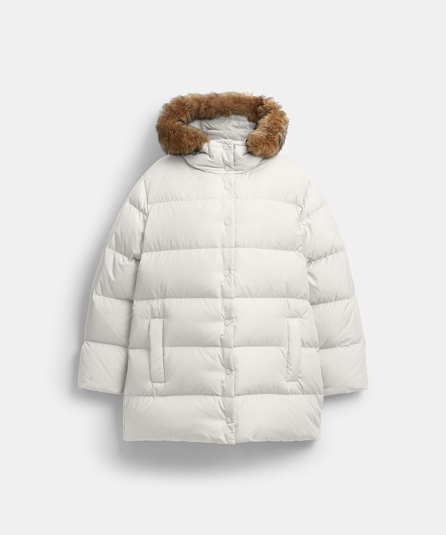 【コーチ/COACH】の【公式】ミッド パッファー コート・シアリング インテリア・キッズ・メンズ・レディースファッション・服の通販 founy(ファニー) 　ファッション　Fashion　レディースファッション　Fashion for Women　アウター　Coat / Outerwear Collection　コート・ロングコート・ピーコート　Long Coats, Peacoats & More　アウトレット　Outlet / Clearance　シューズ　Shoes, Footwear　ダウン　Down, Puffer　フェザー　Feather, Feather Detail　フラップ　Flap, Flap Pocket　フロント　Front, Front Design　ポケット　Pocket, Pocket Detail　洗える　Machine Washable　財布　Wallet, Purse　WHITE|ID: prp329100004826784 ipo3291000000035120390