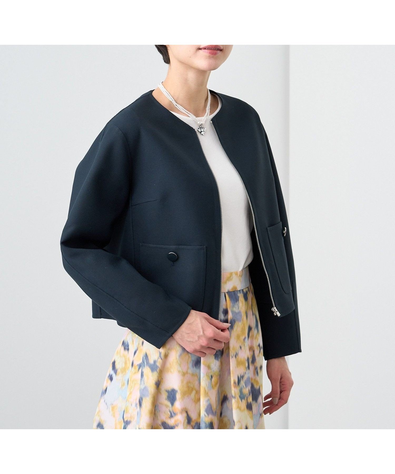 【アナイ/ANAYI】のパールグログランショートコート インテリア・キッズ・メンズ・レディースファッション・服の通販 founy(ファニー) ファッション Fashion レディースファッション Fashion for Women アウター Coat / Outerwear Collection コート・ロングコート・ピーコート Long Coats, Peacoats & More エレガント 上品 Elegant ショート Short, Short Length バランス Balance, Style Balance パッチ Patch, Appliqué ブルゾン Blouson, Bomber Jacket ポケット Pocket, Pocket Detail ロング Long, Long-Length 夏 Summer 春 Spring S/S・春夏 SS, Spring/Summer, Warm Season navy|ID: prp329100004826829 ipo3291000000035120801