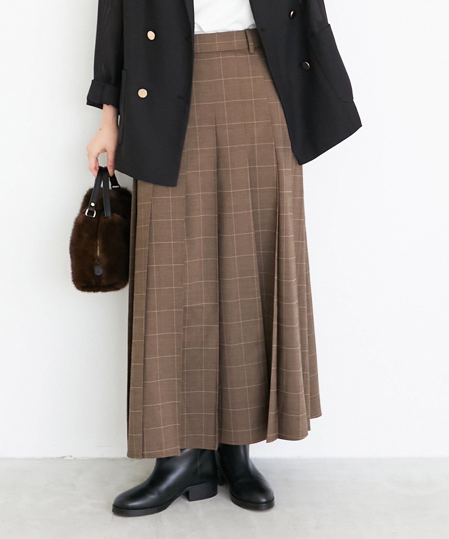 【ルクールブラン/le.coeur blanc】のグレンチェックフロントプリーツスカート インテリア・キッズ・メンズ・レディースファッション・服の通販 founy(ファニー) ファッション Fashion レディースファッション Fashion for Women スカート Skirts プリーツスカート / 上品フェミニンスタイル Pleated Skirts おすすめ Recommended / Our Picks シンプル Simple, Minimal スカーフ Scarf, Neckwear チェック Check, Plaid, Tartan トレンド Trend, Trending Now ネックレス Necklace, Pendant Necklace パール Pearl, Pearl Accent プリーツ Pleats, Pleated ポケット Pocket, Pocket Detail ループ Loop, Loop Knit 今季 This Season, Current Season ブラウン柄|ID: prp329100004826840 ipo3291000000035120906