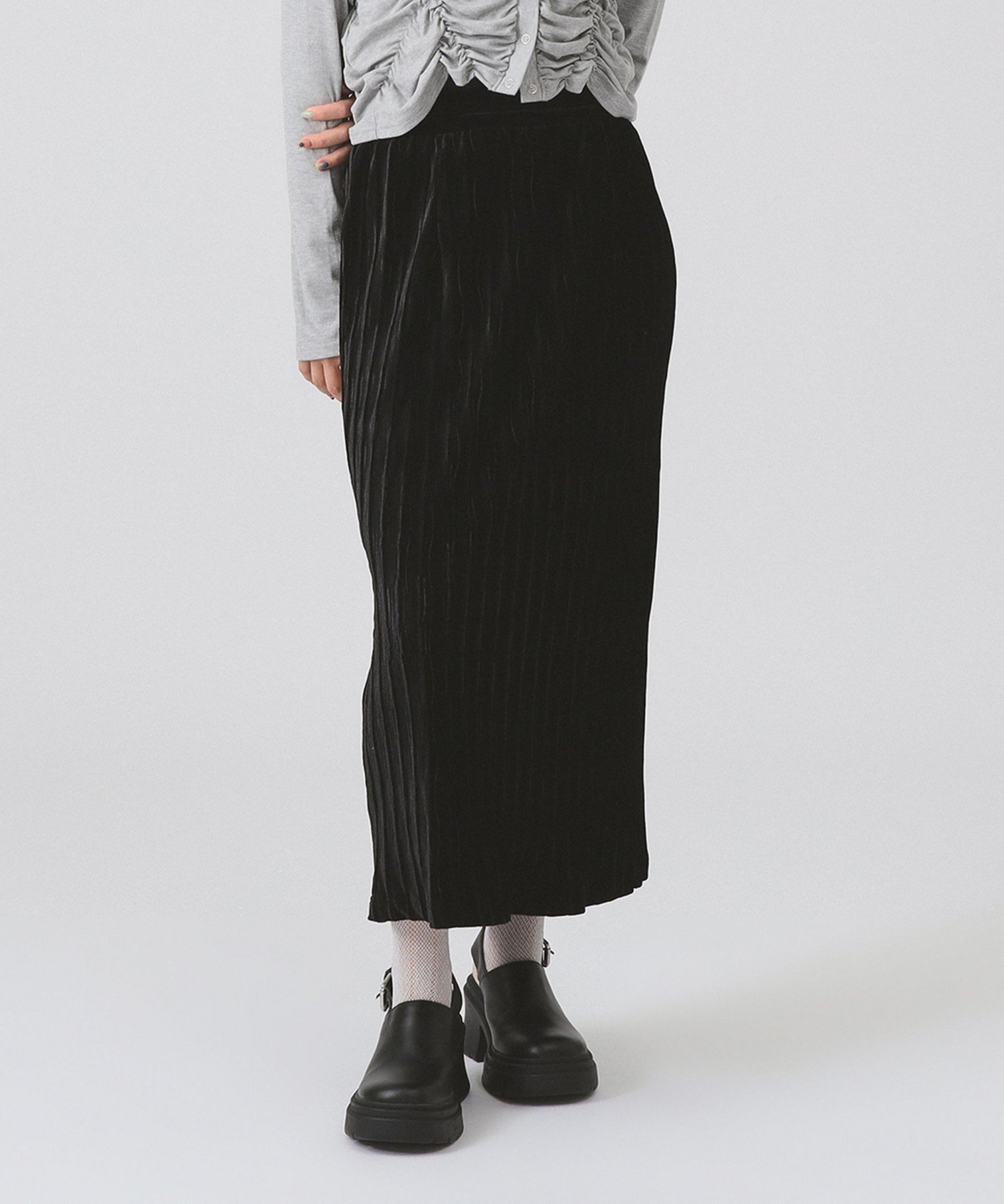 【ビームス ウイメン/BEAMS】のプリーツ ベロア タイト スカート インテリア・キッズ・メンズ・レディースファッション・服の通販 founy(ファニー) 　ファッション　Fashion　レディースファッション　Fashion for Women　スカート　Skirts　スリット　Slit, Slit Detail　プリーツ　Pleats, Pleated　ベロア　Velour, Soft Velvet　エレガント 上品　Elegant　BLACK|ID: prp329100004826848 ipo3291000000035120995