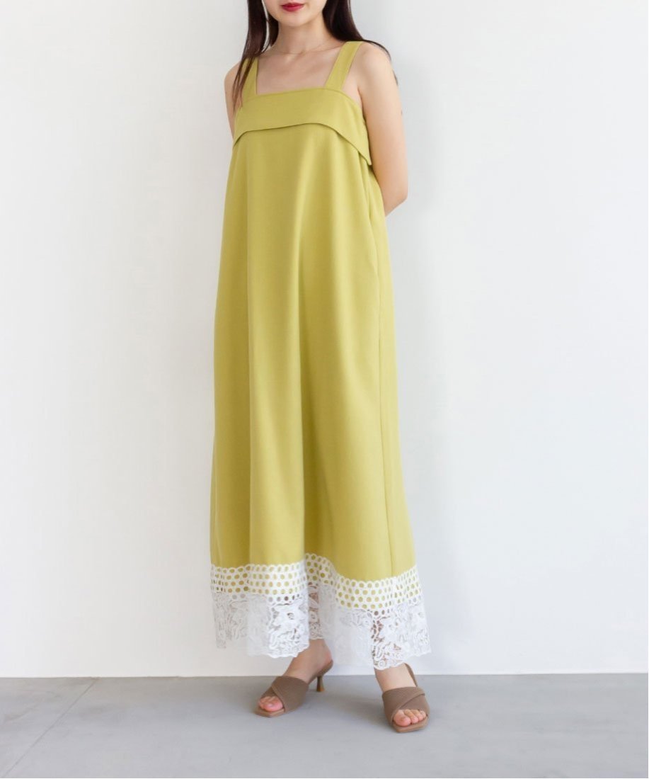 【ランダ/RANDA】の裾レースワンピース インテリア・キッズ・メンズ・レディースファッション・服の通販 founy(ファニー) 　ファッション　Fashion　レディースファッション　Fashion for Women　ワンピース　Dresses　おすすめ　Recommended / Our Picks　イエロー　Yellow　シンプル　Simple, Minimal　レース　Lace, Lace Fabric　YELLOW|ID: prp329100004826864 ipo3291000000035121204