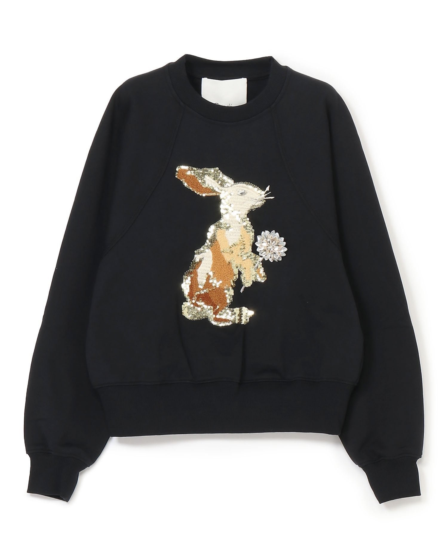【スリーワン フィリップリム/3.1 Phillip Lim】のラビットモチーフ スウェットシャツ インテリア・キッズ・メンズ・レディースファッション・服の通販 founy(ファニー) 　ファッション　Fashion　レディースファッション　Fashion for Women　トップス・カットソー　Cut & Sew Tops　シャツ・ブラウス・オフィスカジュアル　Elegant Blouses & Button-Ups　レディースパーカー・カジュアルフーディー　Casual Hoodies & Sweatshirts　スウェット・クルーネックトップス　Sweatshirts & Crewnecks / Relaxed Fit Sweat Tops　クリスタル　Crystal, Swarovski　スパンコール　Sequins, Sequin Embellishment　スリーブ　Sleeve, Long Sleeve / Short Sleeve　フラワー　Flower, Floral　リラックス　Relax, Relaxed Fit　BLACK MULTI|ID: prp329100004826880 ipo3291000000035121432