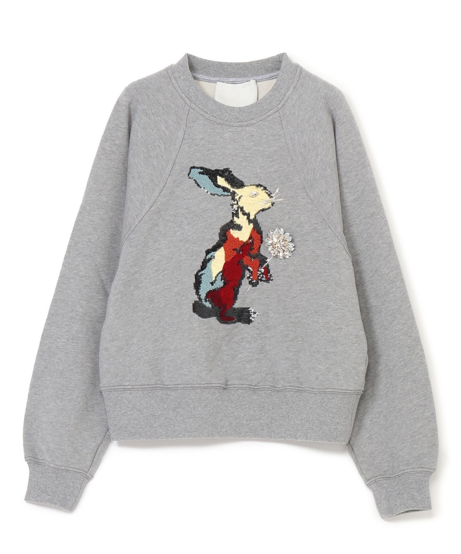 【スリーワン フィリップリム/3.1 Phillip Lim】のラビットモチーフ スウェットシャツ インテリア・キッズ・メンズ・レディースファッション・服の通販 founy(ファニー) 　ファッション　Fashion　レディースファッション　Fashion for Women　トップス・カットソー　Cut & Sew Tops　シャツ・ブラウス・オフィスカジュアル　Elegant Blouses & Button-Ups　レディースパーカー・カジュアルフーディー　Casual Hoodies & Sweatshirts　スウェット・クルーネックトップス　Sweatshirts & Crewnecks / Relaxed Fit Sweat Tops　クリスタル　Crystal, Swarovski　スパンコール　Sequins, Sequin Embellishment　スリーブ　Sleeve, Long Sleeve / Short Sleeve　フラワー　Flower, Floral　リラックス　Relax, Relaxed Fit　GREY MELANGE MULTI|ID: prp329100004826880 ipo3291000000035121434