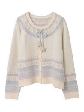 【ピンクハウス/PINK HOUSE】の星柄編み込みニットカーディガン 人気、トレンドファッション・服の通販 founy(ファニー) ファッション Fashion レディースファッション Fashion for Women トップス・カットソー Cut & Sew Tops ニット Knit Tops & Sweaters カーディガン・羽織り Layered Style Cardigans カーディガン Cardigan, Knitwear フロント Front, Front Design |ID:prp329100004826886