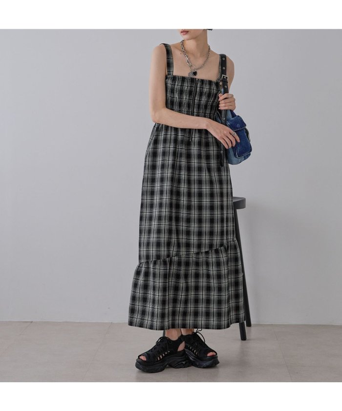 【ジーナシス/JEANASiS】のフロントZIPシャーリングワンピース インテリア・キッズ・メンズ・レディースファッション・服の通販 founy(ファニー) https://founy.com/ ファッション Fashion レディースファッション Fashion for Women ワンピース Dresses インナー Innerwear シャーリング Shirring, Ruched タンク Tank Top, Sleeveless Top チェック Check, Plaid, Tartan ティアードワンピース Tiered Dress, Flared Dress トレンド Trend, Trending Now フロント Front, Front Design 夏 Summer |ID: prp329100004826887 ipo3291000000035121509