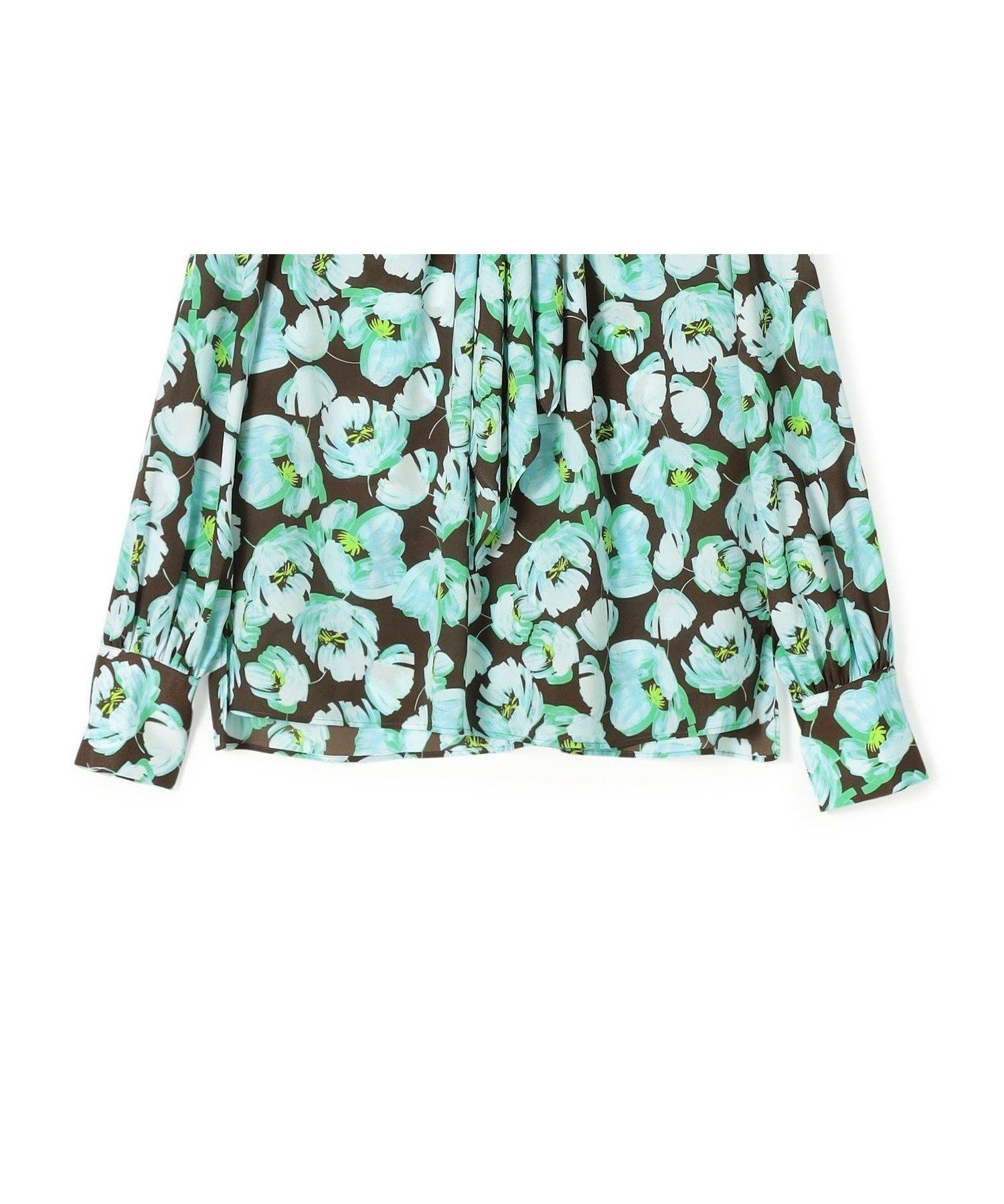 【トゥモローランド/TOMORROWLAND】のフェザリーフラワープリント ボウタイブラウス インテリア・キッズ・メンズ・レディースファッション・服の通販 founy(ファニー) 　ファッション　Fashion　レディースファッション　Fashion for Women　トップス・カットソー　Cut & Sew Tops　シャツ・ブラウス・オフィスカジュアル　Elegant Blouses & Button-Ups　花柄・フラワープリント・モチーフ　Floral Prints & Motifs / Flower Pattern Tops　ジョーゼット　Georgette, Semi-Sheer Fabric　スカーフ　Scarf, Neckwear　フラワー　Flower, Floral　プリント　Print, Printed Pattern　モチーフ　Motif, Design Theme　リボン　Ribbon, Bow　58 グリーン系|ID: prp329100004826892 ipo3291000000035121564