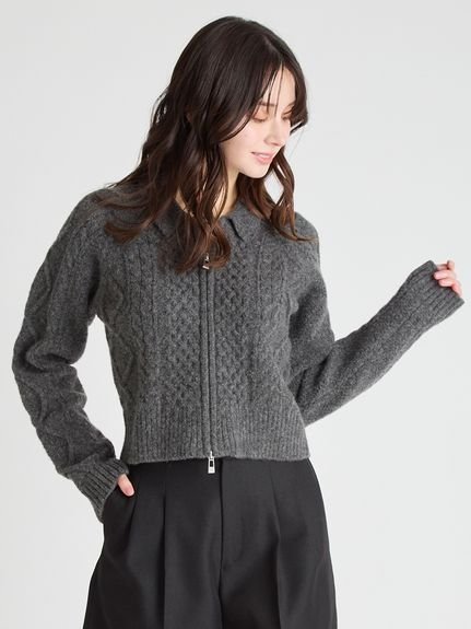 【セルフォード/CELFORD】のアラン柄ニットブルゾン インテリア・キッズ・メンズ・レディースファッション・服の通販 founy(ファニー) 　ファッション　Fashion　レディースファッション　Fashion for Women　アウター　Coat / Outerwear Collection　ブルゾンジャケット・スポーティアウター　Blouson Jackets　トップス・カットソー　Cut & Sew Tops　ニット　Knit Tops & Sweaters　コンパクト　Compact, Small Size　スマート　Smart, Elegant　セーター　Sweater, Knitwear　バランス　Balance, Style Balance　ブルゾン　Blouson, Bomber Jacket　エレガント 上品　Elegant　切替　Switching, Contrast Panel　CGRY[007]|ID: prp329100004826894 ipo3291000000035121570