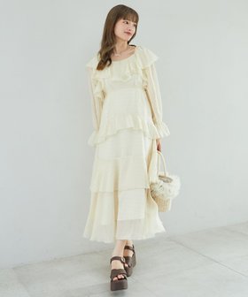 【マジェスティック レゴン/MAJESTIC LEGON】のエアリーフリルロングワンピース 人気、トレンドファッション・服の通販 founy(ファニー) ファッション Fashion レディースファッション Fashion for Women ワンピース Dresses カーディガン Cardigan, Knitwear シフォン Chiffon, Lightweight Fabric ダウン Down, Puffer デコルテ Décolleté, Neckline フェミニン Feminine, Girly フリル Frill, Ruffle ライダース Riders 再入荷 Restock / Back in Stock |ID:prp329100004826899