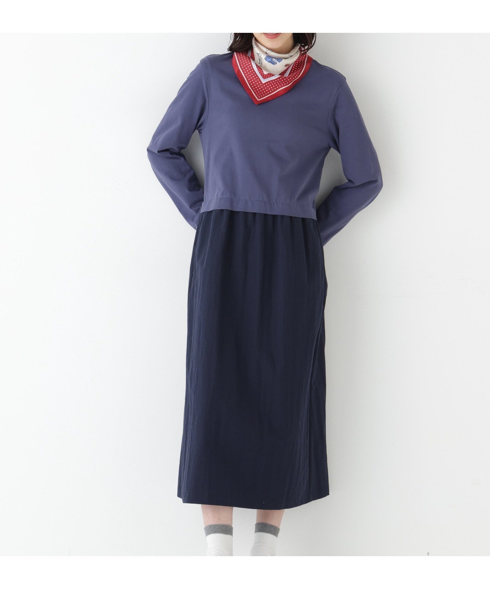 【ヒューマンウーマン/HUMAN WOMAN】のドッキングモックネックプルオーバーワンピース インテリア・キッズ・メンズ・レディースファッション・服の通販 founy(ファニー) ファッション Fashion レディースファッション Fashion for Women ワンピース Dresses おすすめ Recommended / Our Picks カーディガン Cardigan, Knitwear ギャザー Gathered, Ruffled スタンダード Standard, Basic スリーブ Sleeve, Long Sleeve / Short Sleeve ドッキング Docking, Mixed Material ボーダー Border, Stripe ロング Long, Long-Length ブルーxネイビー|ID: prp329100004826933 ipo3291000000035122201