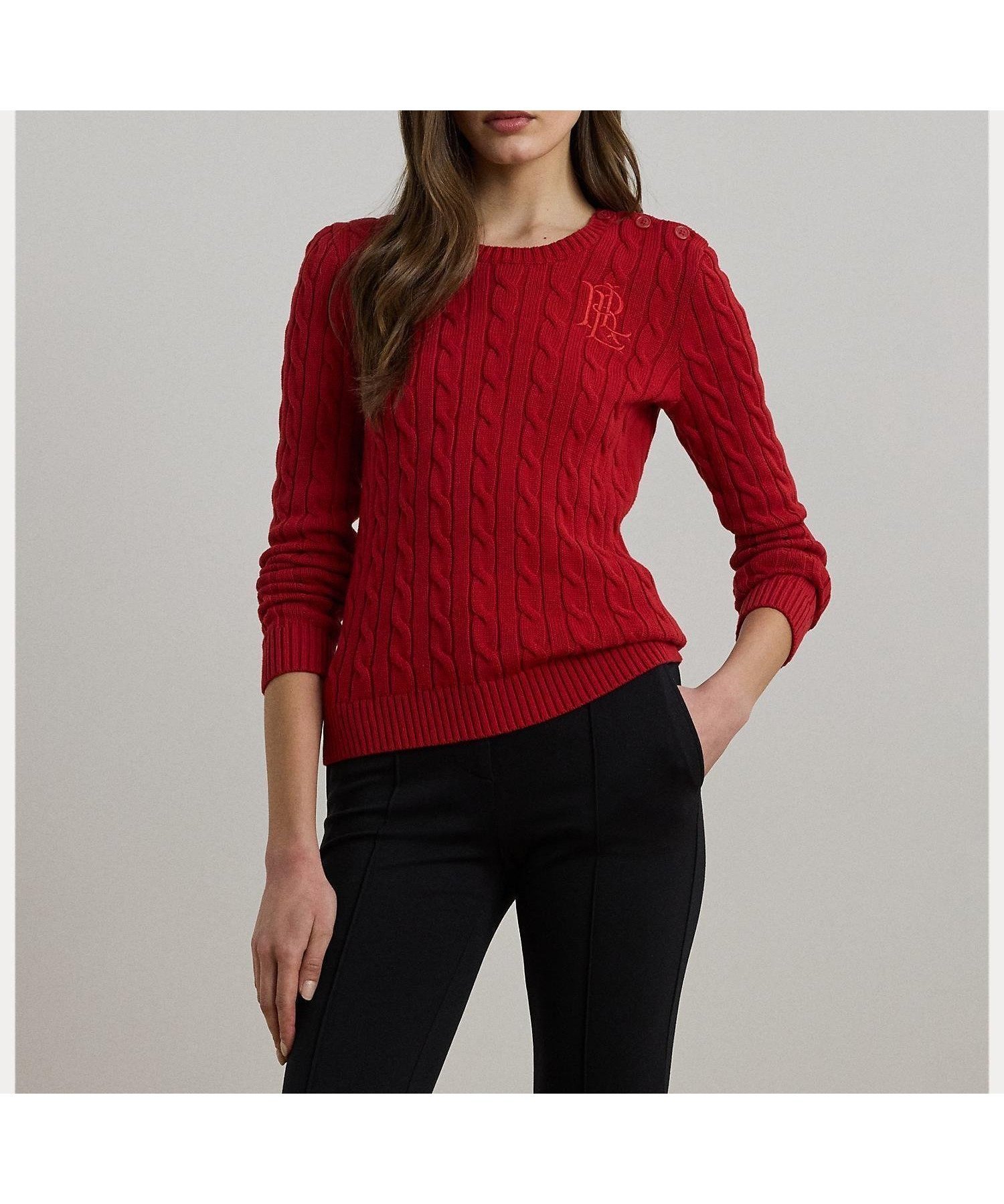 【ラルフローレン/RALPH LAUREN】のボタントリム ケーブルニット コットン セーター 人気、トレンドファッション・服の通販 founy(ファニー) 　ファッション　Fashion　レディースファッション　Fashion for Women　トップス・カットソー　Cut & Sew Tops　ニット　Knit Tops & Sweaters　クラシック　Classic, Timeless Style　スリム　Slim, Slim Fit　セーター　Sweater, Knitwear　長袖　Long Sleeve, Full Sleeve　フィット　Fit, Slim Fit　 other-1|ID: prp329100004826934 ipo3291000000035122202