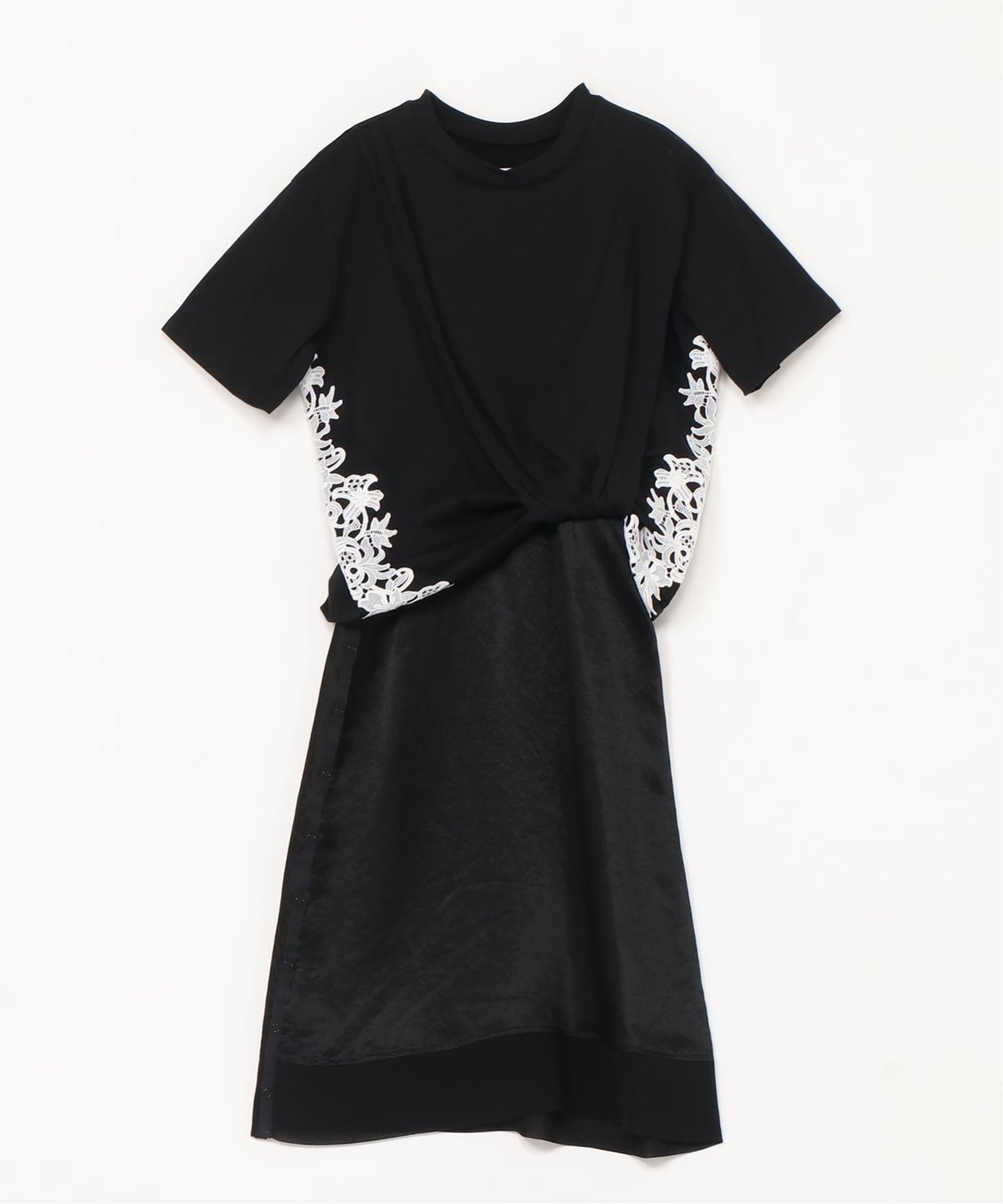 【スリーワン フィリップリム/3.1 Phillip Lim】のドレープTシャツコンボドレス インテリア・キッズ・メンズ・レディースファッション・服の通販 founy(ファニー) 　ファッション　Fashion　レディースファッション　Fashion for Women　トップス・カットソー　Cut & Sew Tops　シャツ・ブラウス・オフィスカジュアル　Elegant Blouses & Button-Ups　ロングTシャツ・Tシャツ　Longline T-Shirts & Tees　ワンピース　Dresses　フォーマル・パーティードレス・結婚式用ドレス　Elegant & Casual Dresses　サテン　Satin, Glossy Fabric　ドレス　Dress, One-Piece　ドレープ　Drape, Draping Fabric　BLACK-BLACK|ID: prp329100004826948 ipo3291000000035122286