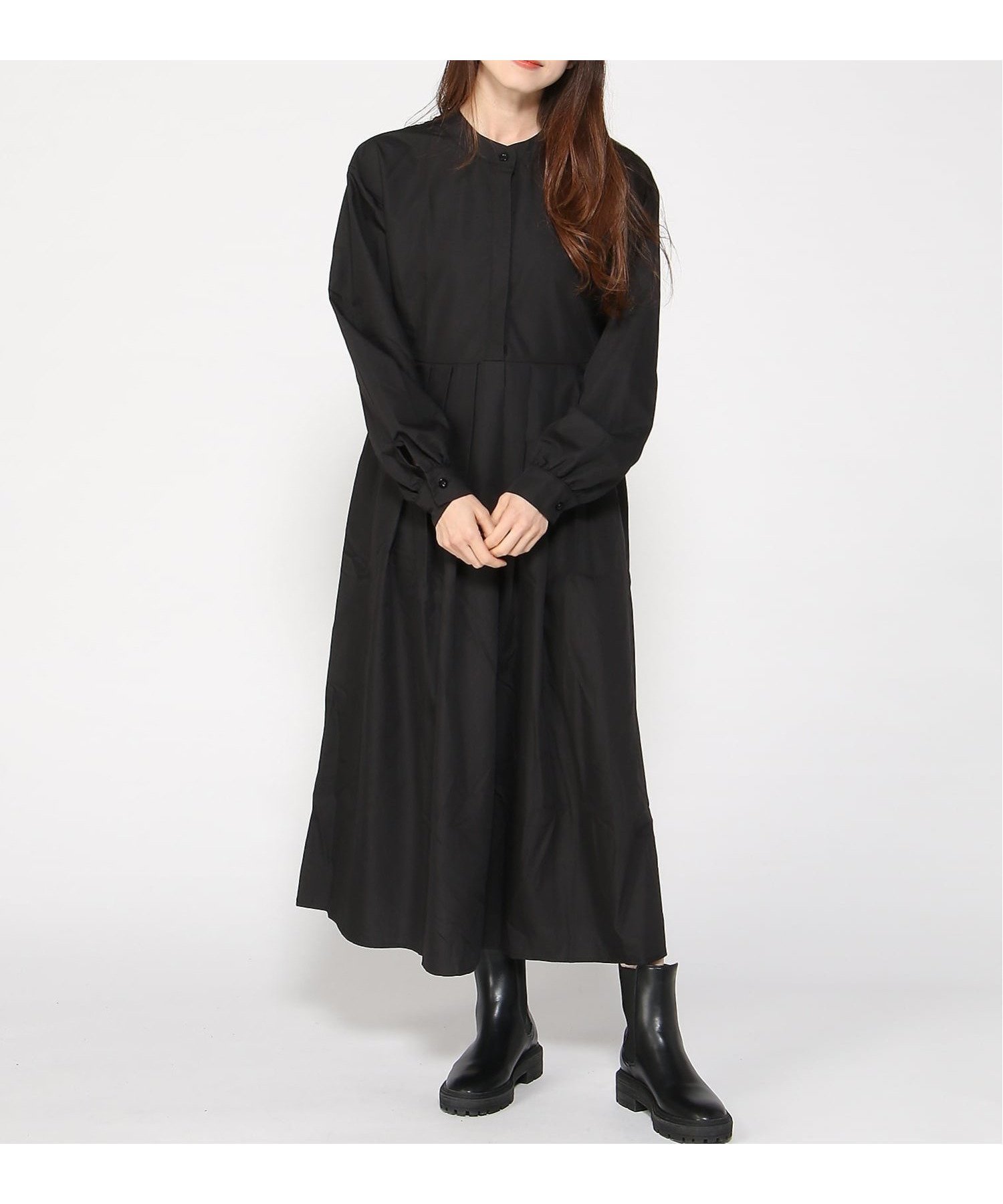 【ミニョントレフル ルームヨンマルサンセレクティッド/mignon trefle Room403 selected】のFReePLACe/長袖 ロング丈 ブラックワンピース インテリア・キッズ・メンズ・レディースファッション・服の通販 founy(ファニー) 　ファッション　Fashion　レディースファッション　Fashion for Women　ワンピース　Dresses　ロング　Long, Long-Length　長袖　Long Sleeve, Full Sleeve　ブラック|ID: prp329100004826950 ipo3291000000035122293